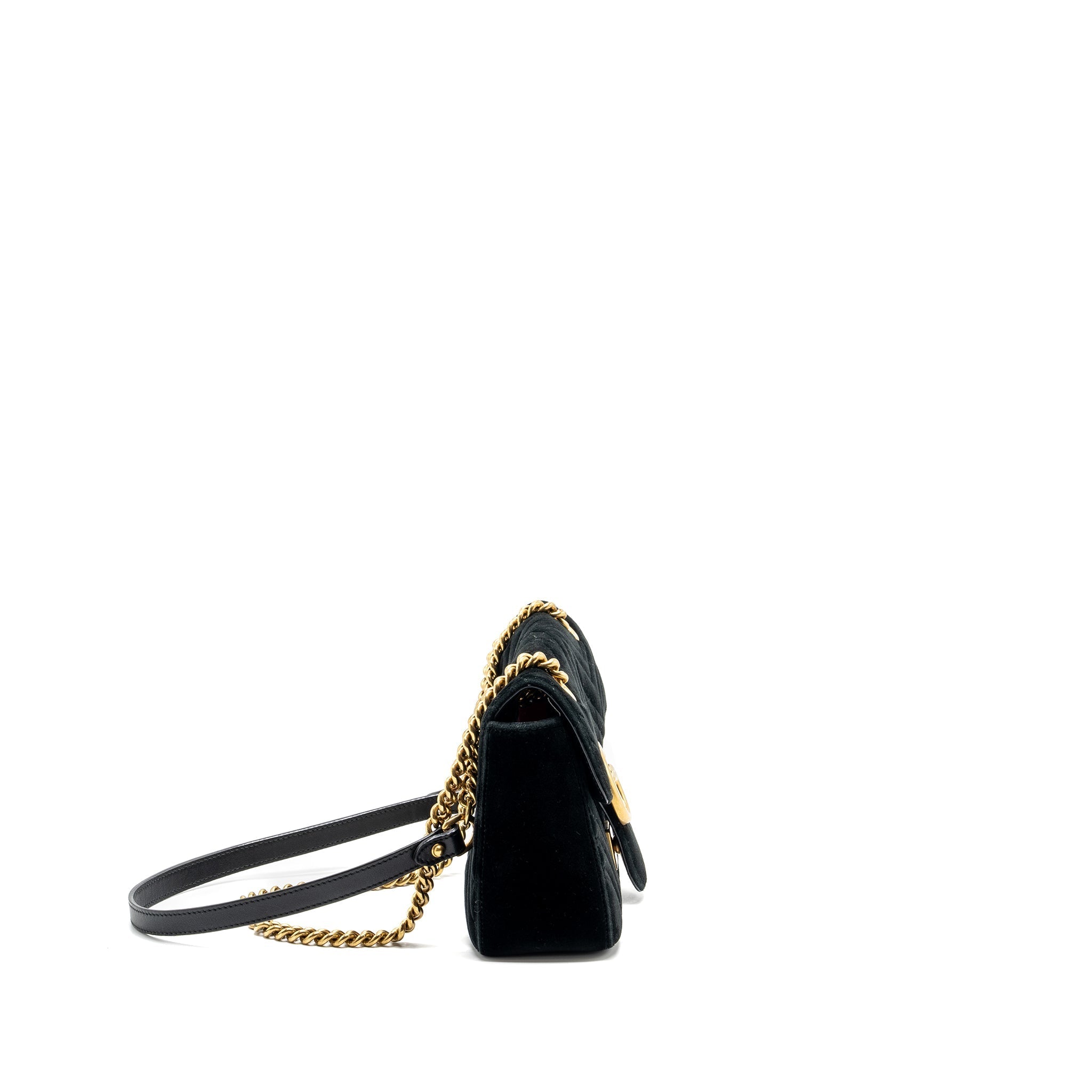 GUCCI SMALL GG MARMONT BAG VELVET BLACK GHW