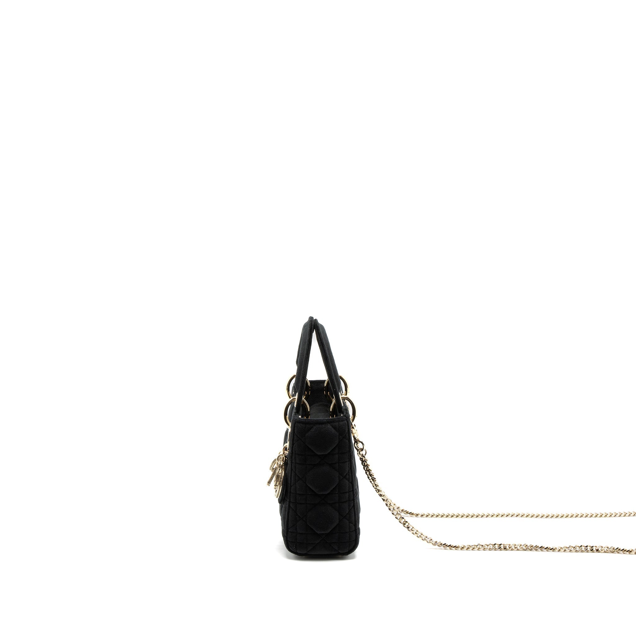 DIOR MINI LADY DIOR VELVET BLACK LGHW