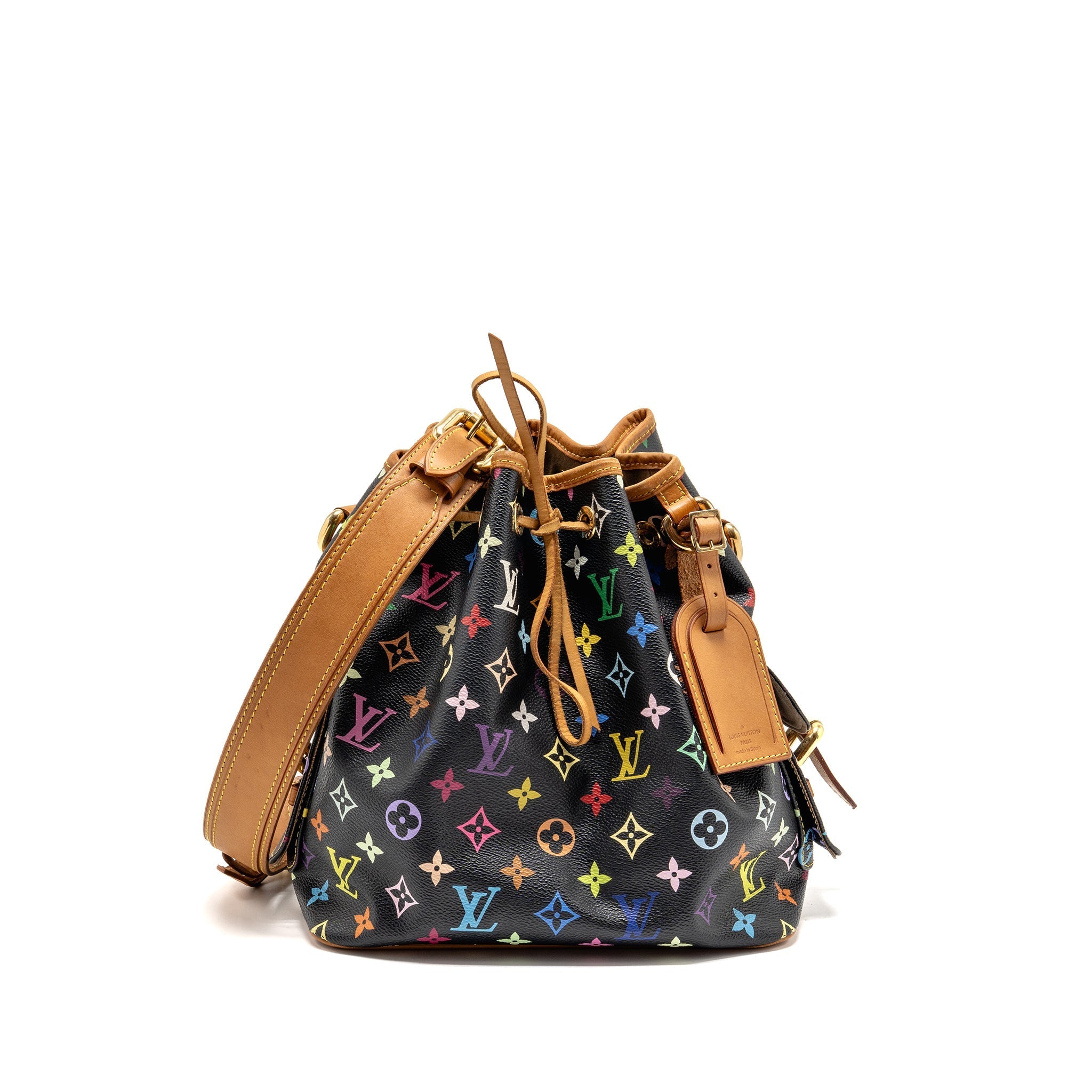 LOUIS VUITTON PETIT NOE BLACK MULTICOLOUR MONOGRAM CANVAS GHW