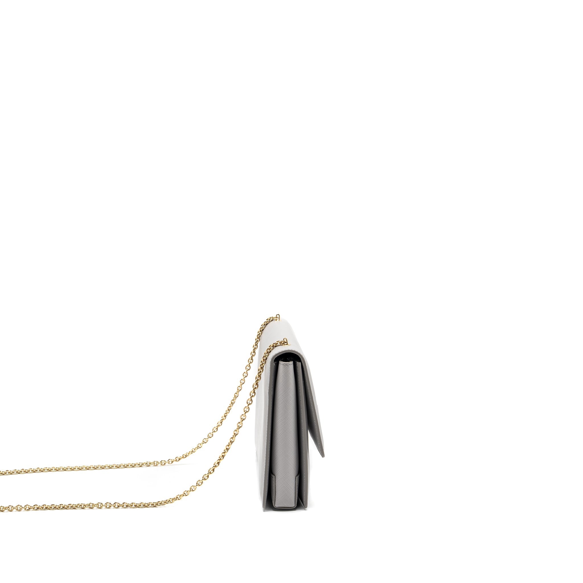 FERRAGAMO GINNY CHAIN BAG CALFSKIN LIGHT GREY LGHW