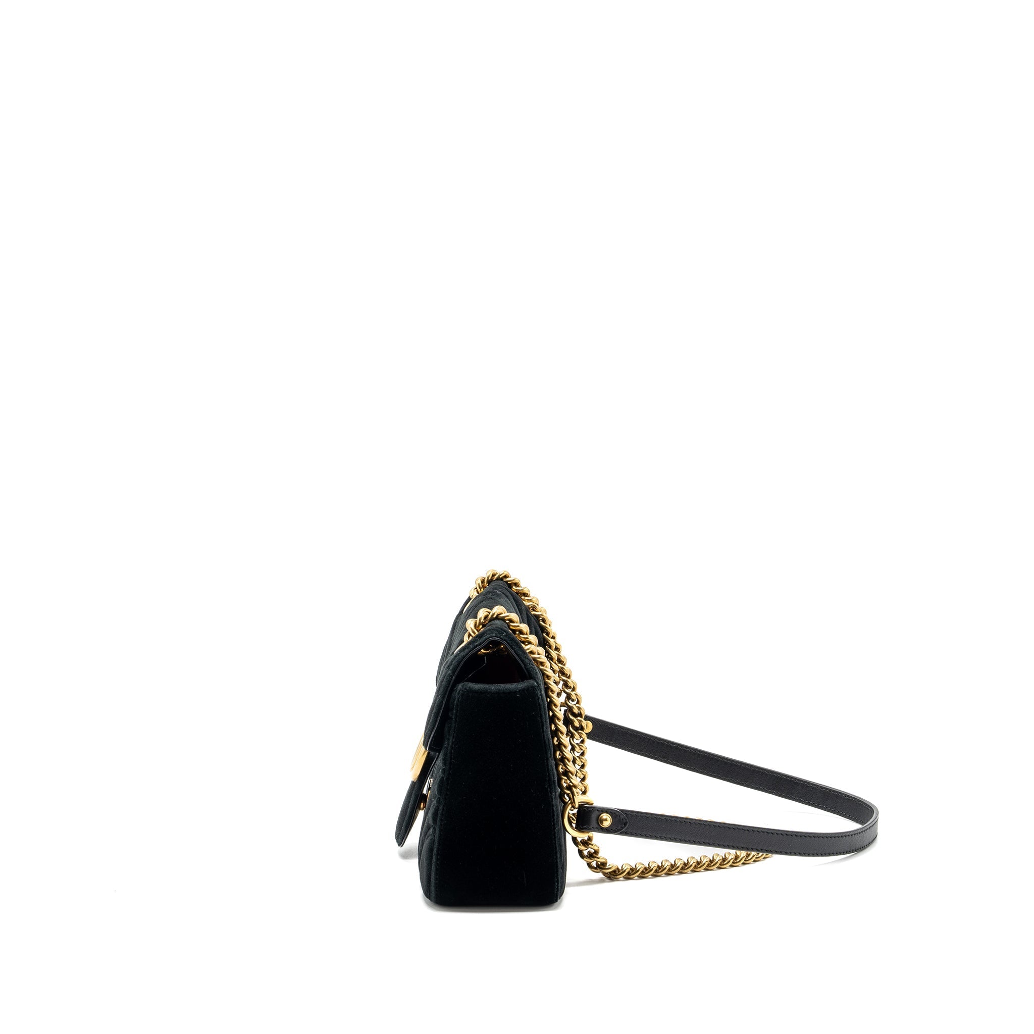 GUCCI SMALL GG MARMONT BAG VELVET BLACK GHW