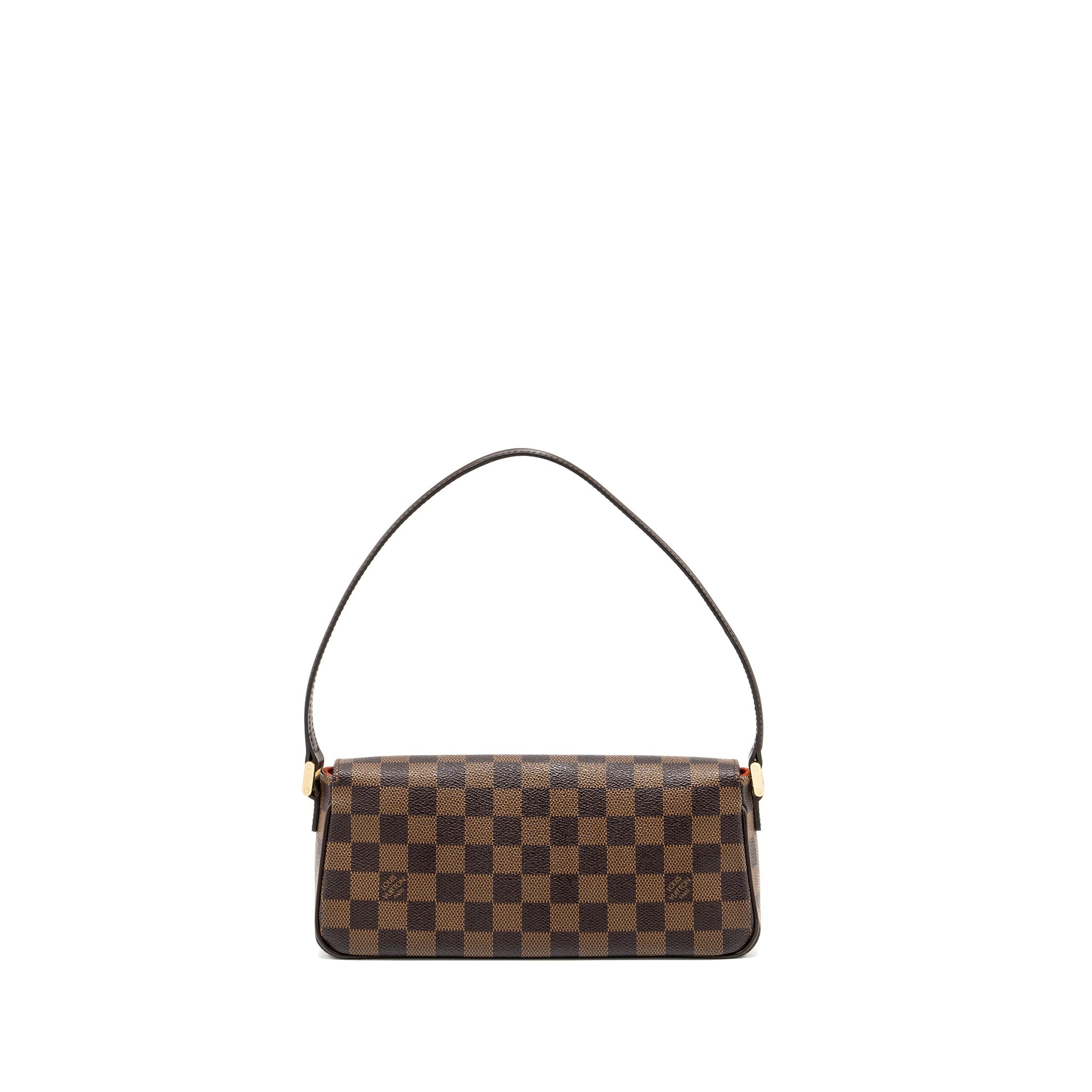 LOUIS VUITTON VINTAGE FLAP SHOULDER BAG DAMIER EBENE GHW