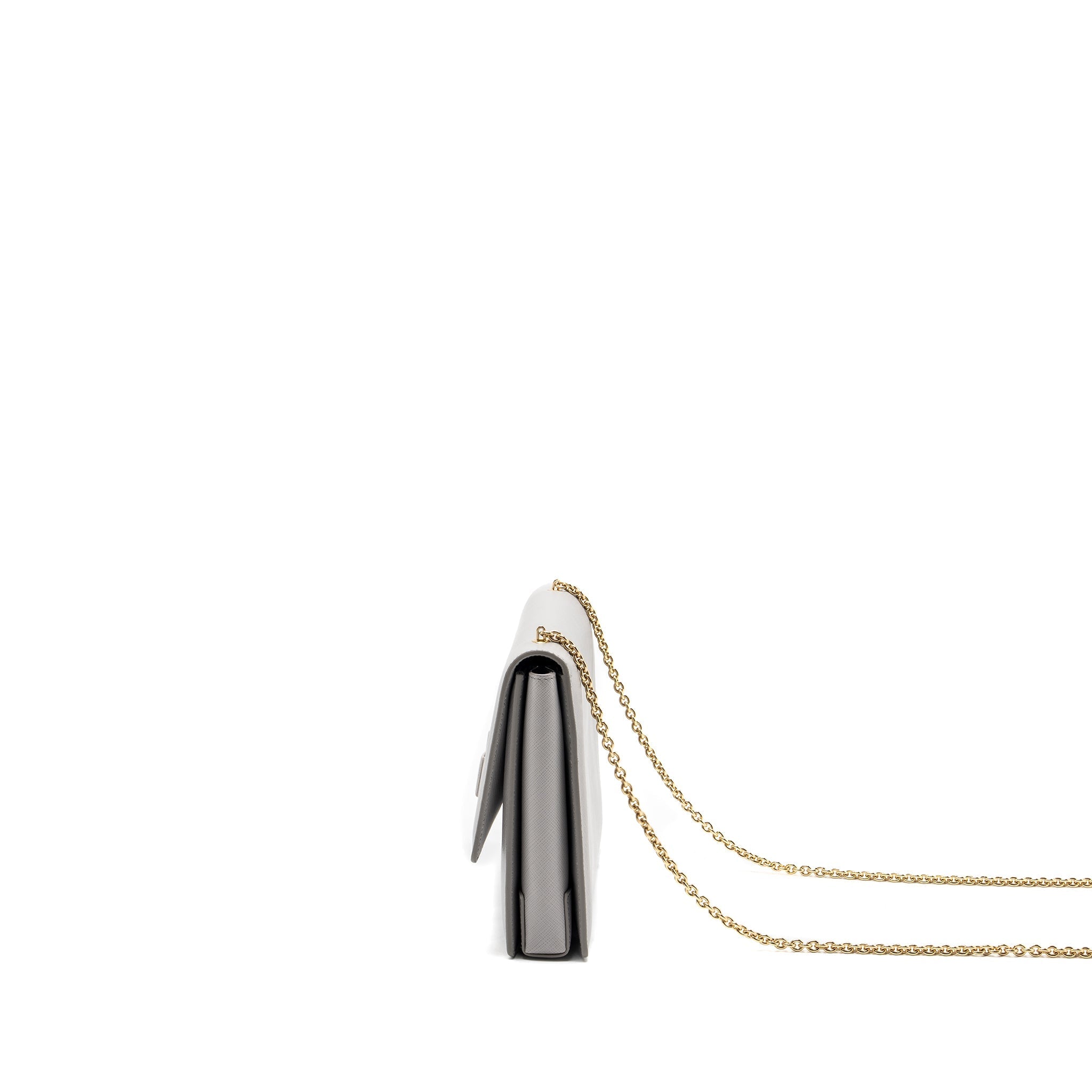 FERRAGAMO GINNY CHAIN BAG CALFSKIN LIGHT GREY LGHW