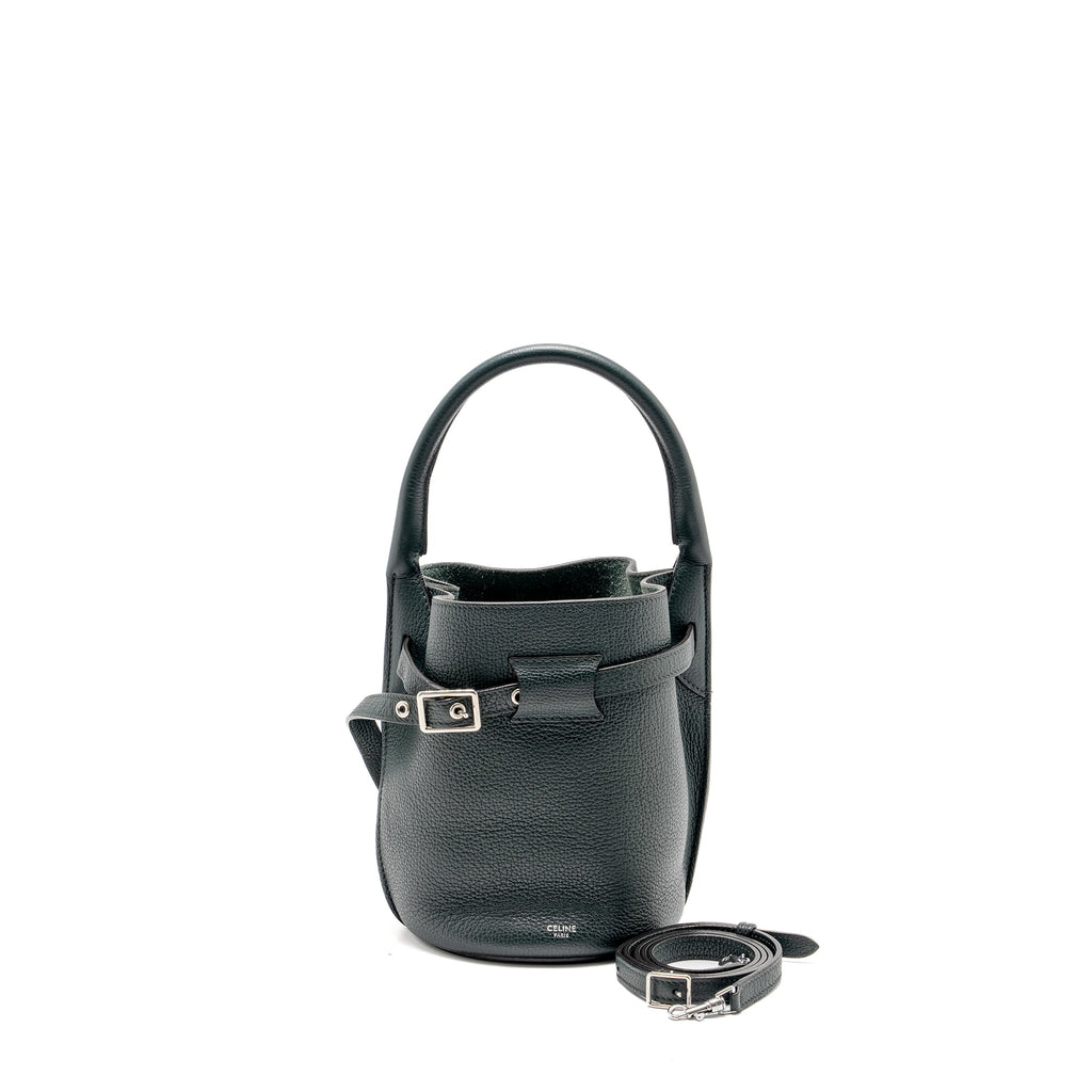 CELINE NANO BUCKET BIG BAG GRAINED CALFSKIN DARK GREEN SHW