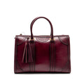 GUCCI VINTAGE DUILIO BROGUE BOSTON BAG CALFSKIN BURGUNDY GHW