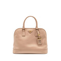 PRADA SAFFIANO VERNICE PROMENADE DOME TOTE LEATHER BEIGE GHW