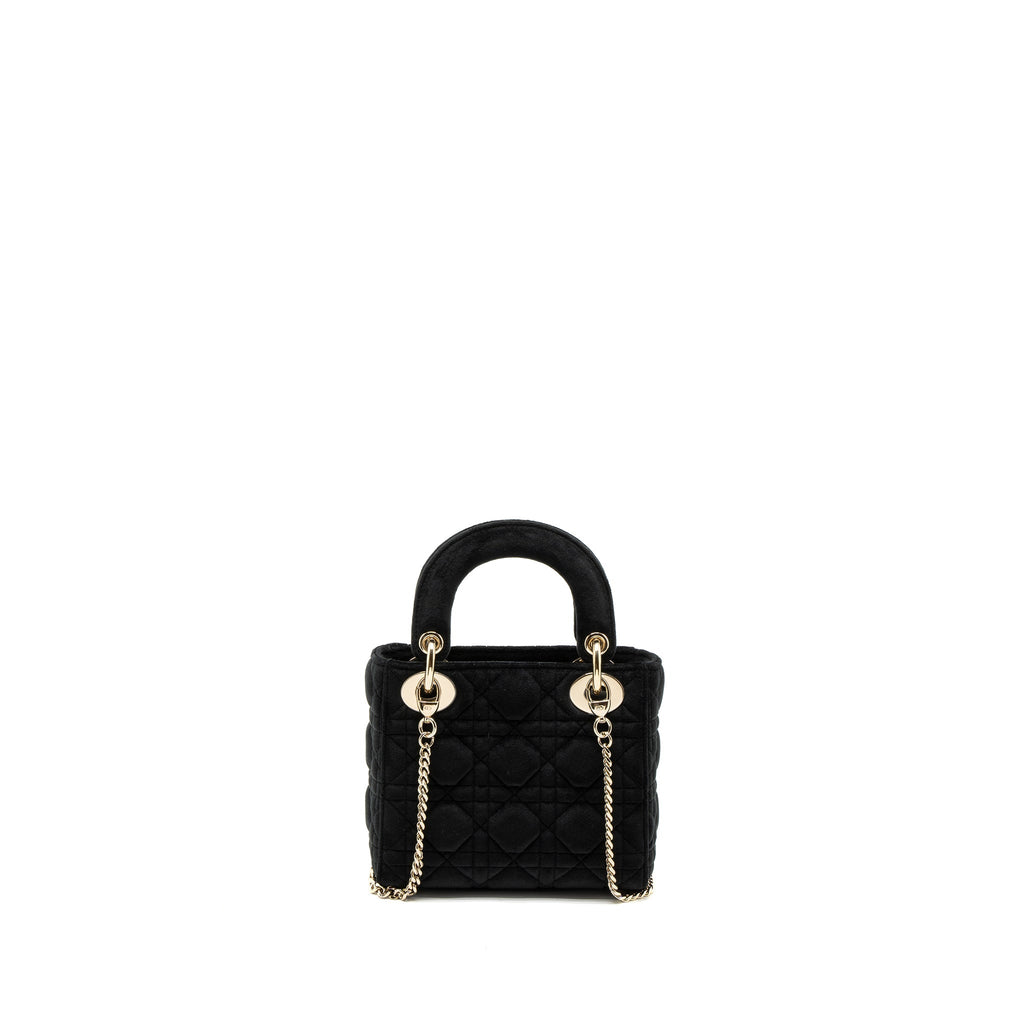 DIOR MINI LADY DIOR VELVET BLACK LGHW