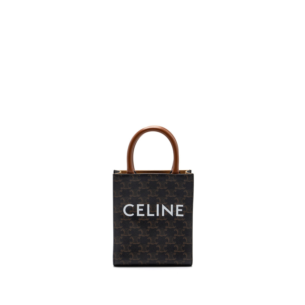 CELINE MINI VERTICAL CABAS TRIOMPHE CANVAS BROWN GHW