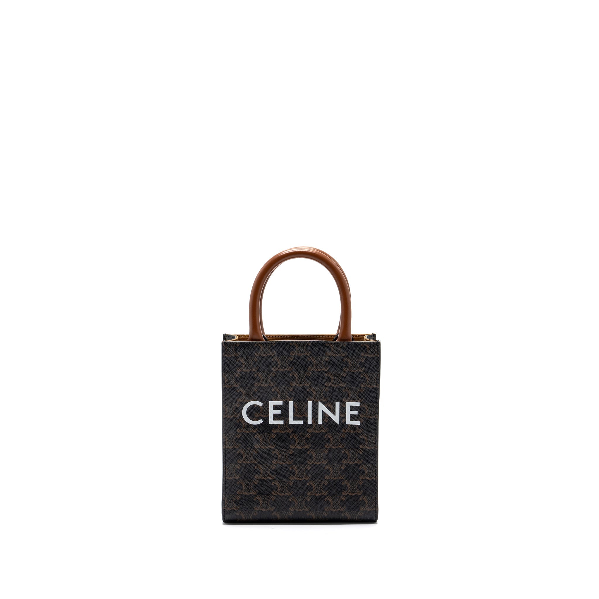 CELINE MINI VERTICAL CABAS TRIOMPHE CANVAS BROWN GHW