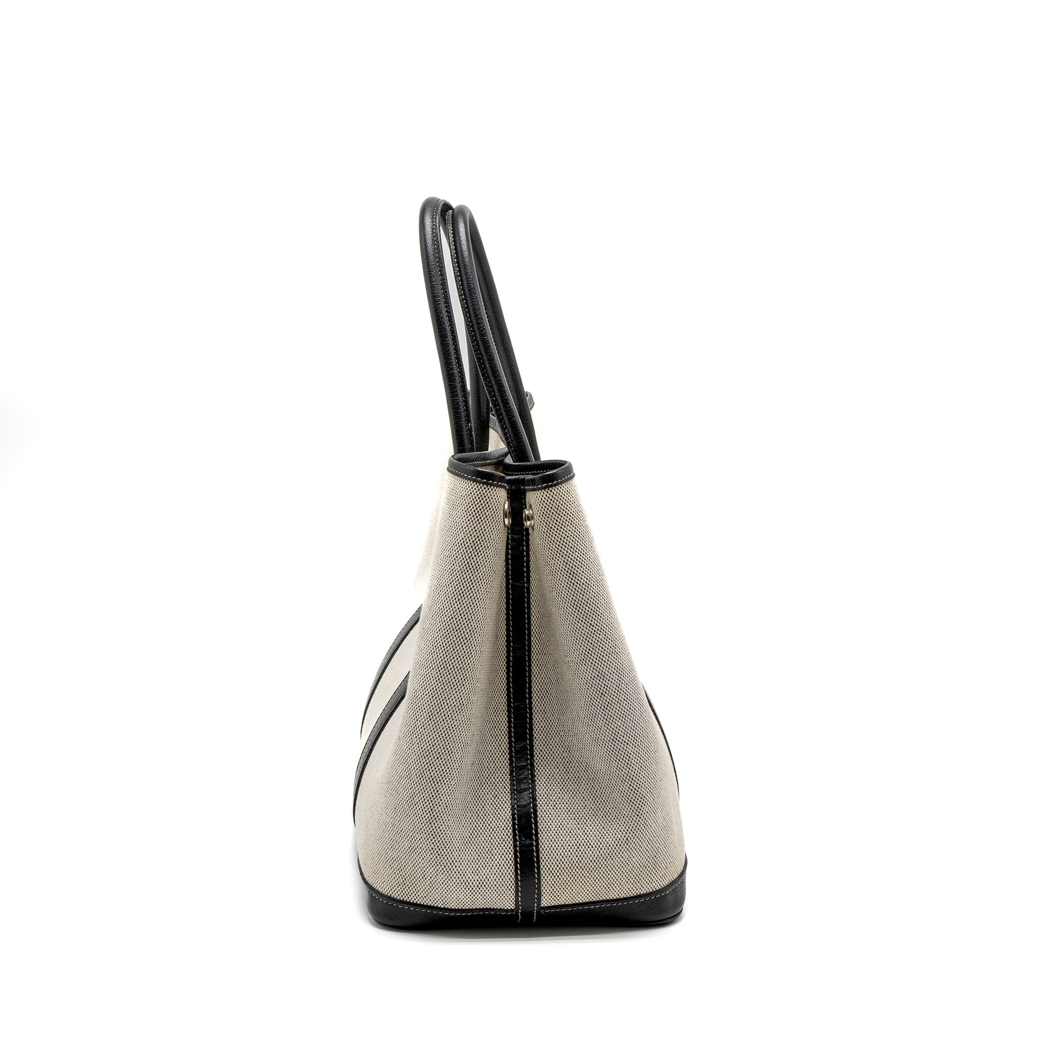 HERMES GARDEN PARTY 36 CANVAS/LEATHER BLACK/WHITE SHW