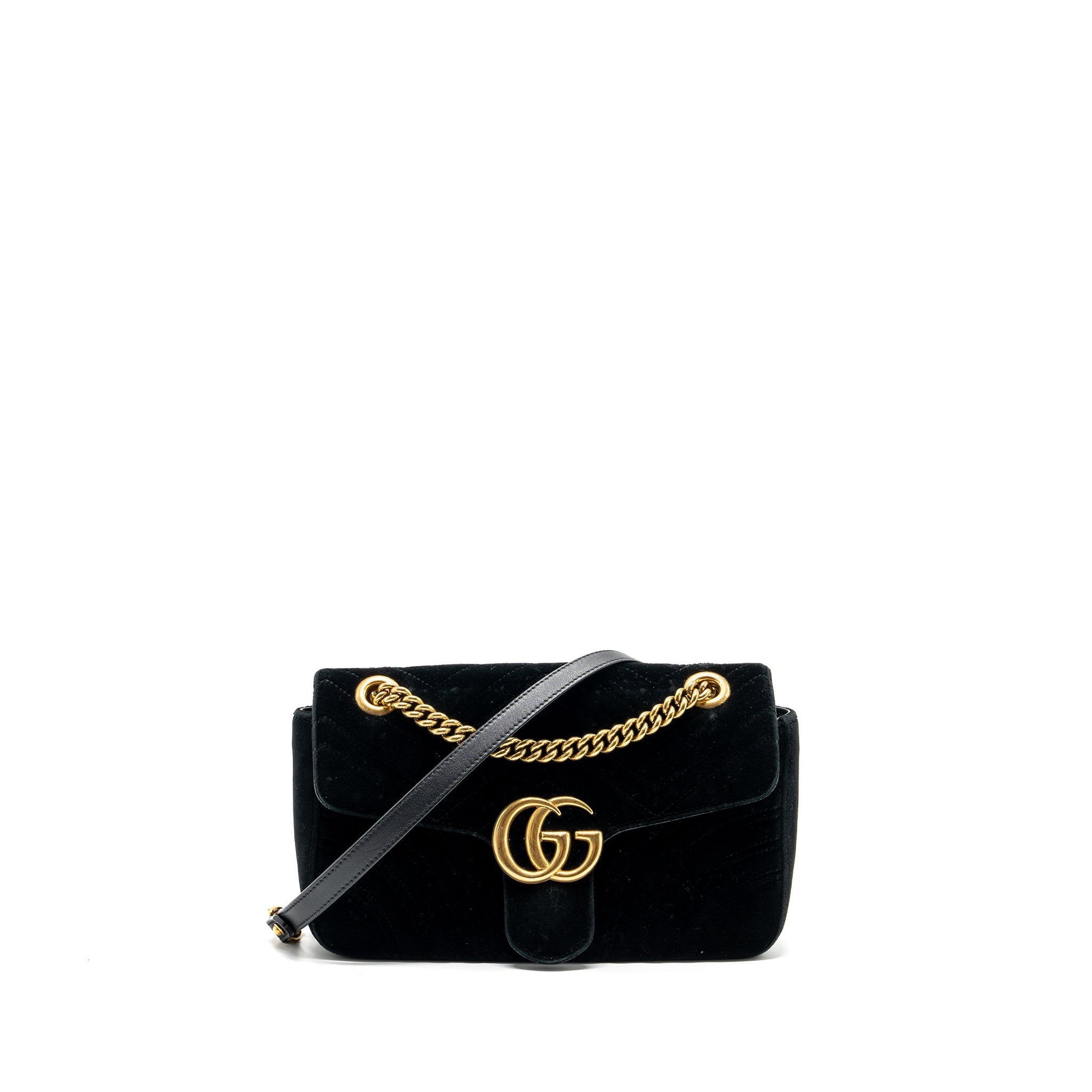 GUCCI SMALL GG MARMONT BAG VELVET BLACK GHW