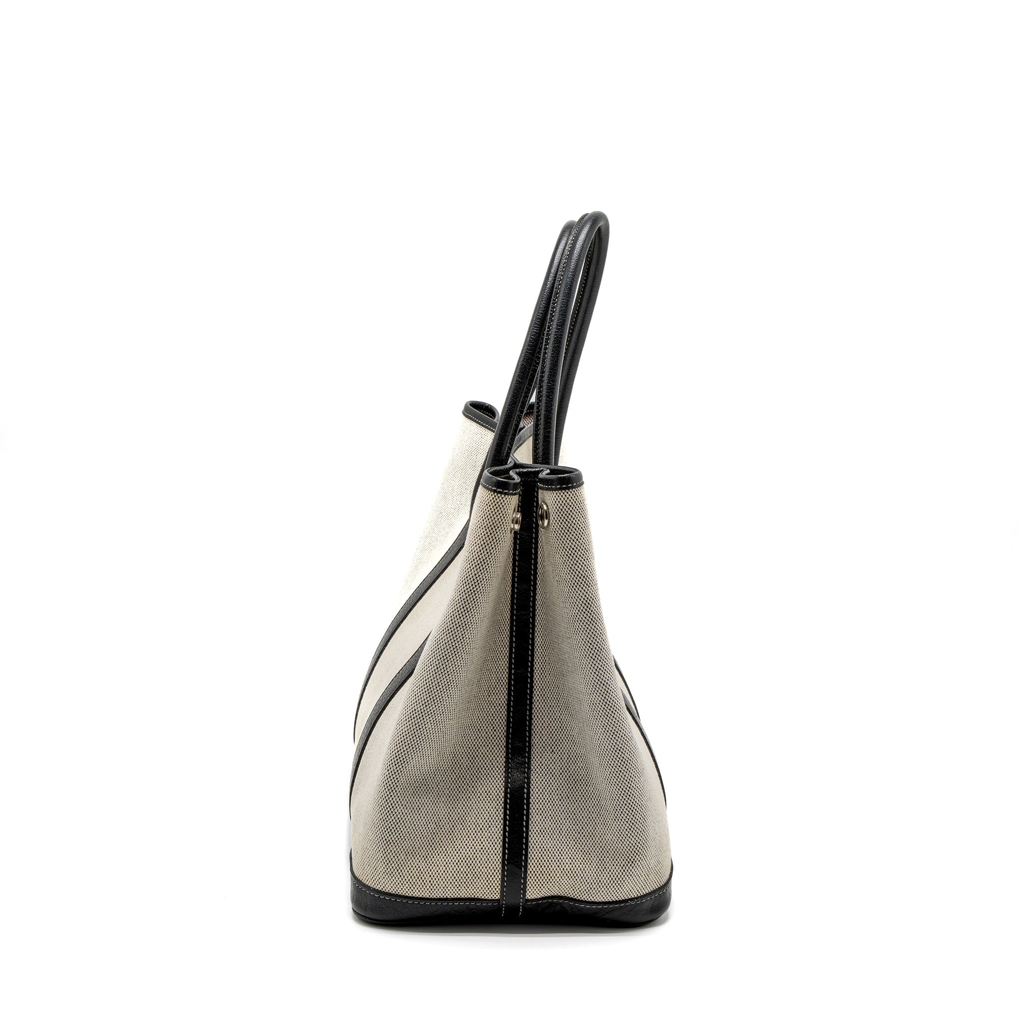 HERMES GARDEN PARTY 36 CANVAS/LEATHER BLACK/WHITE SHW