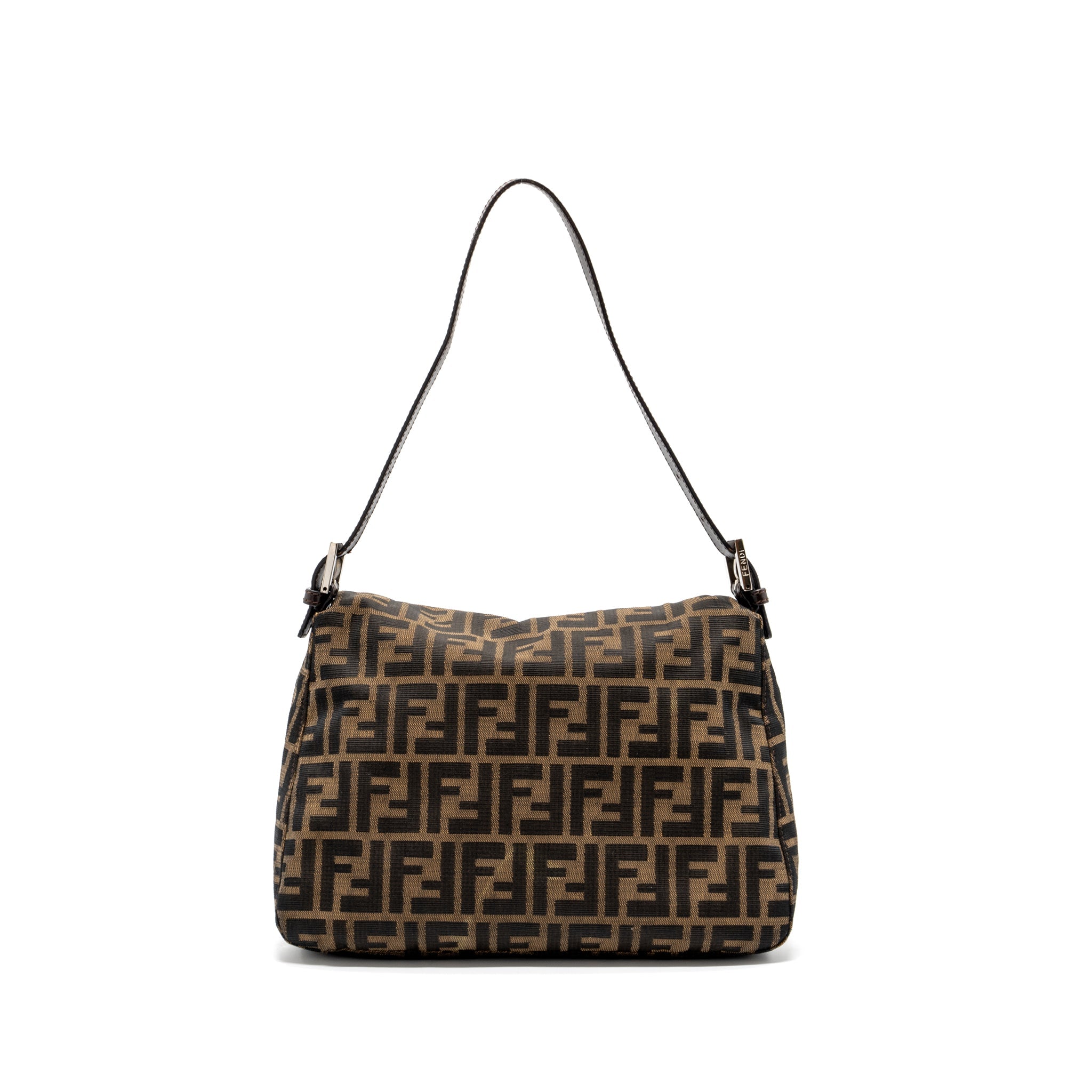 FENDI VINTAGE SHOULDER BAG FF JACQUARD CANVAS BROWN SHW