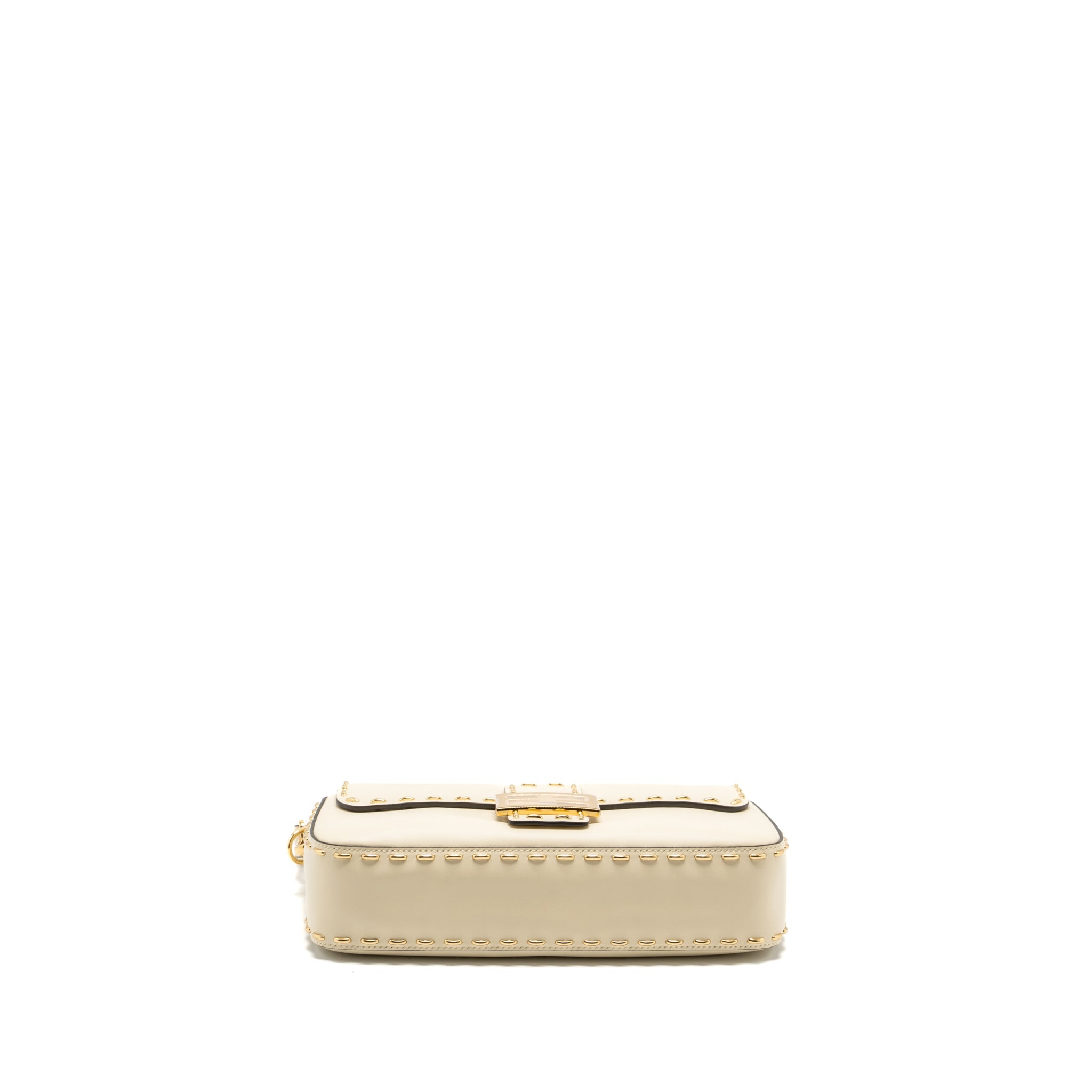 FENDI VITELLO KING METAL STITCH BAGUETTE LAMBSKIN WHITE GHW