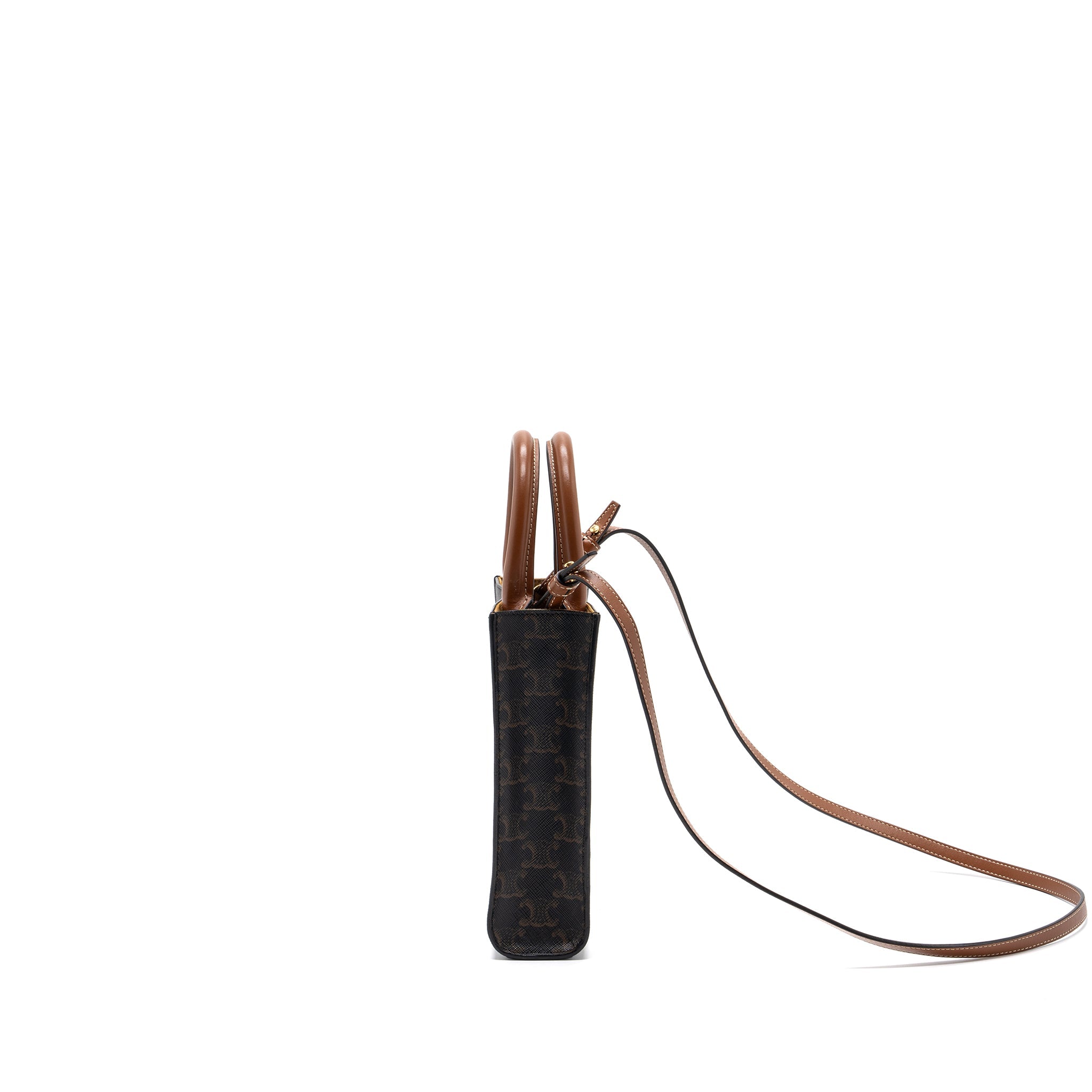 CELINE MINI VERTICAL CABAS TRIOMPHE CANVAS BROWN GHW