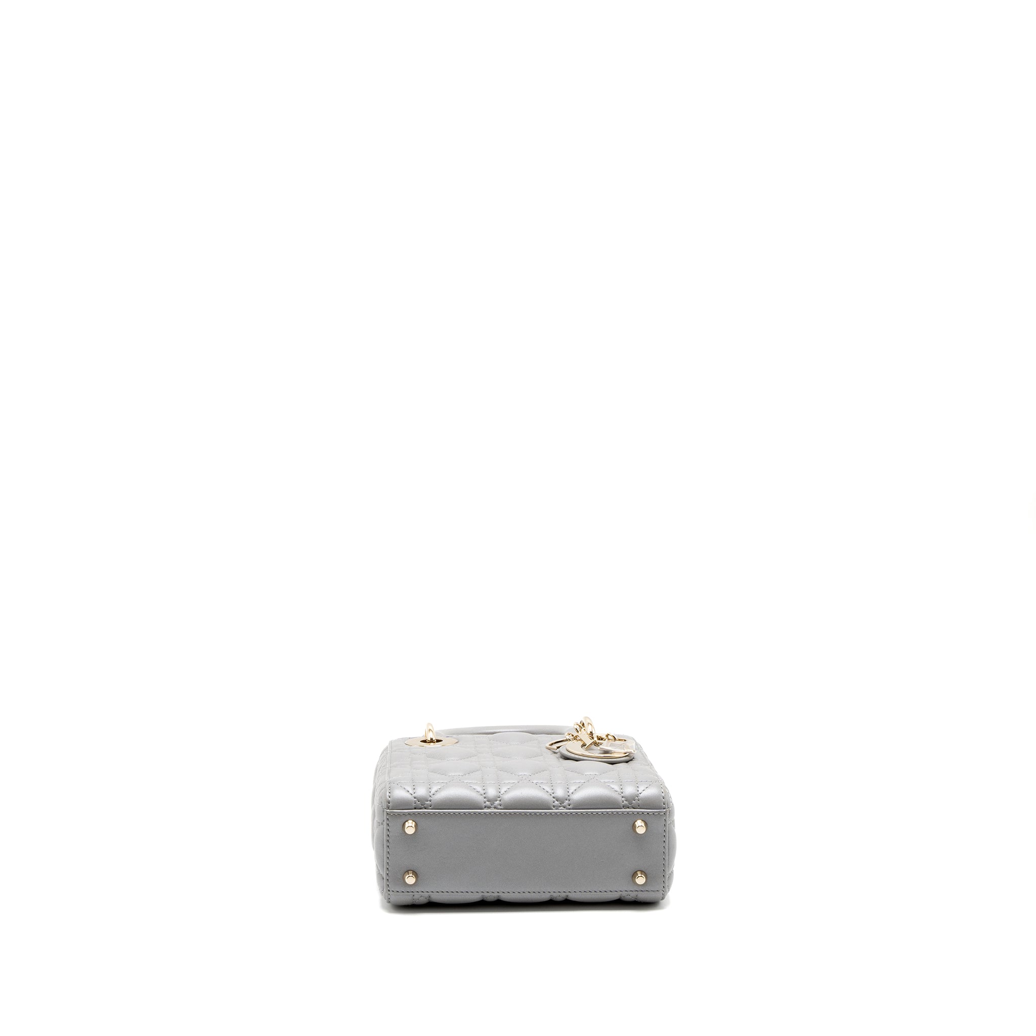 DIOR MINI LADY DIOR LAMBSKIN GREY LGHW