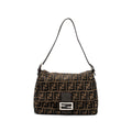 FENDI VINTAGE SHOULDER BAG FF JACQUARD CANVAS BROWN SHW