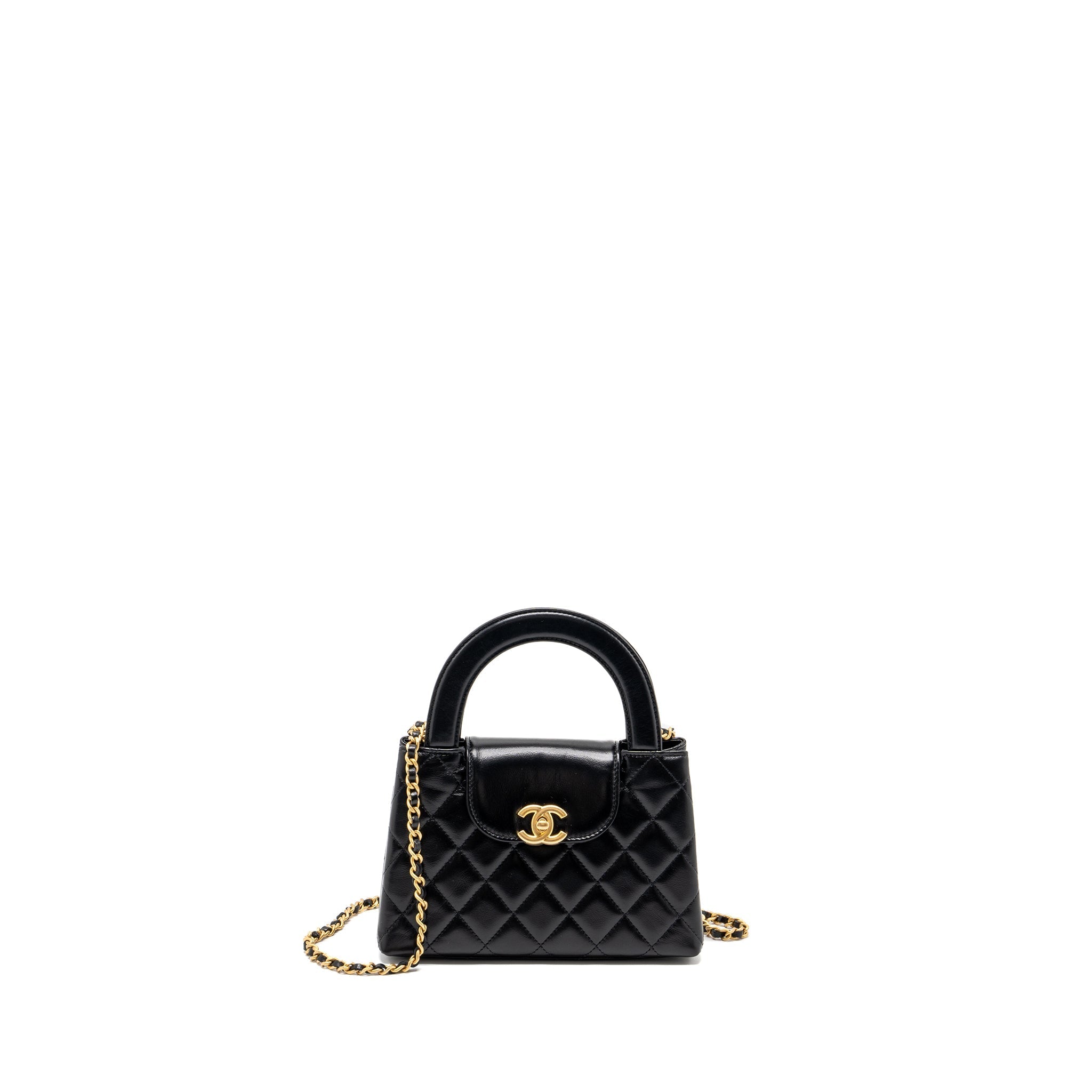 CHANEL 23K MINI SHOPPING TOTE KELLY BAG CALFSKIN BLACK GHW (MICROCHIP)