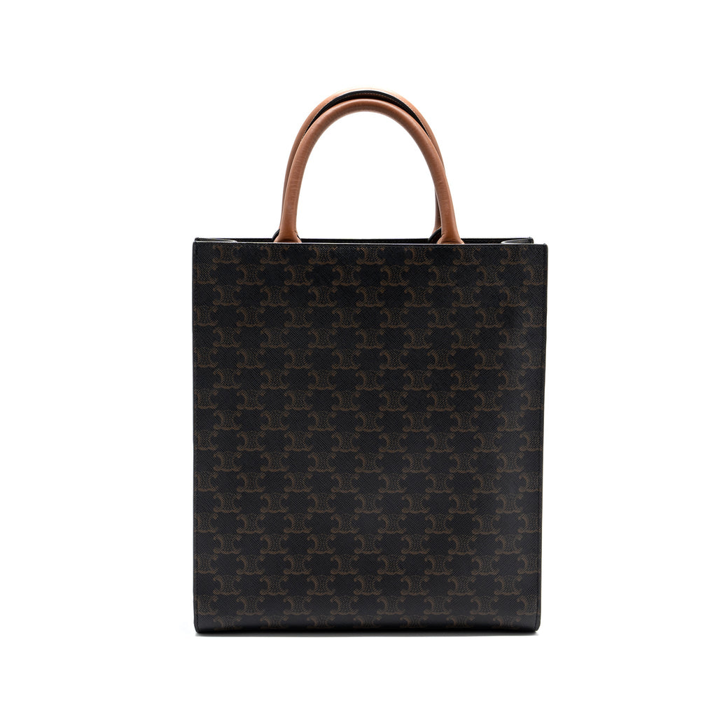 CELINE SMALL CABAS VERTICAL TRIOMPHE CANVAS / CALFSKIN TAN GHW