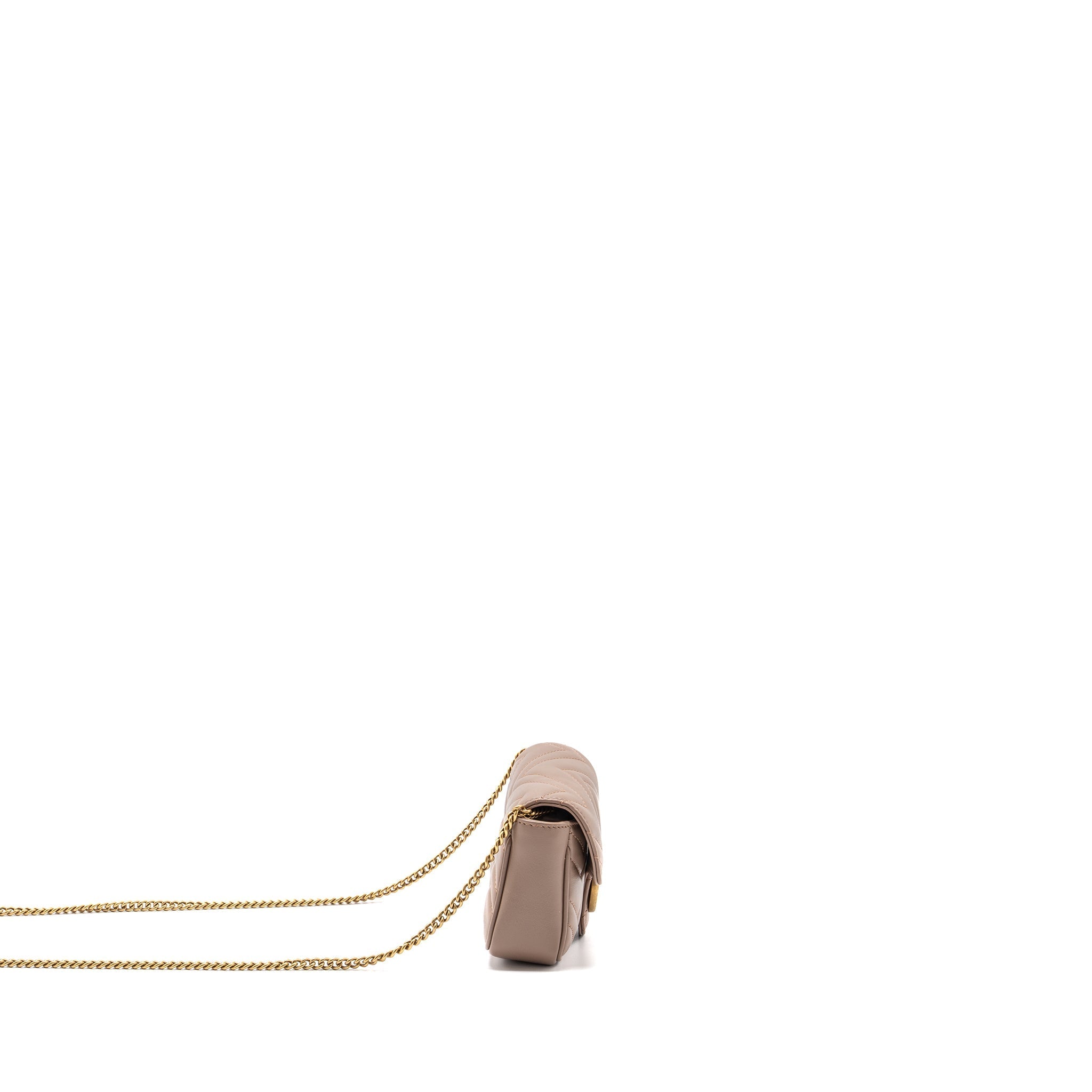 GUCCI SUPER MINI GG MARMONT BAG CALFSKIN BEIGE GHW