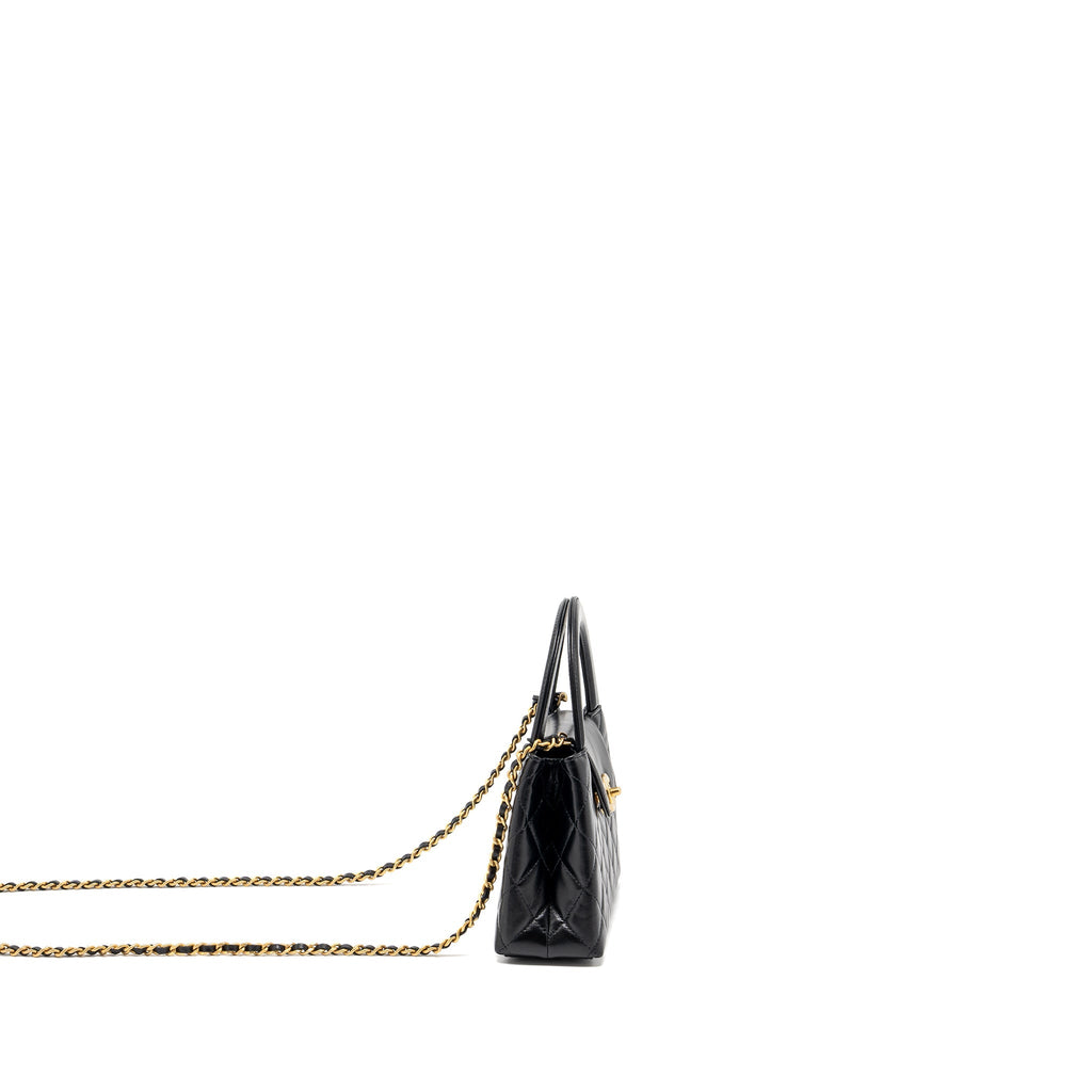 CHANEL 23K MINI SHOPPING TOTE KELLY BAG CALFSKIN BLACK GHW (MICROCHIP)