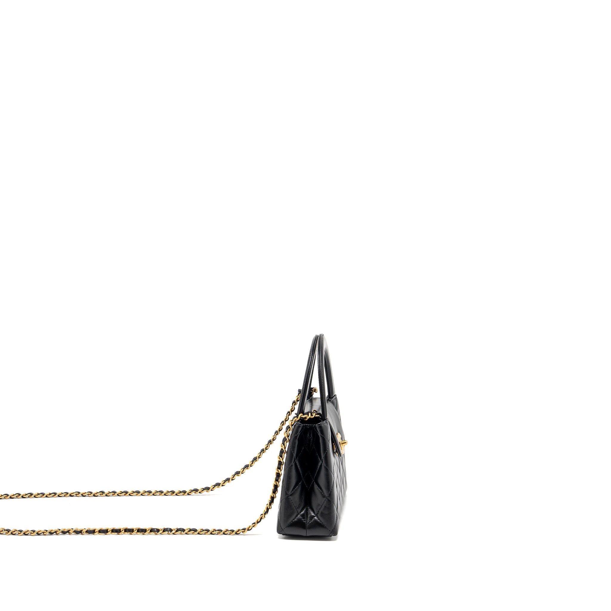CHANEL 23K MINI SHOPPING TOTE KELLY BAG CALFSKIN BLACK GHW (MICROCHIP)