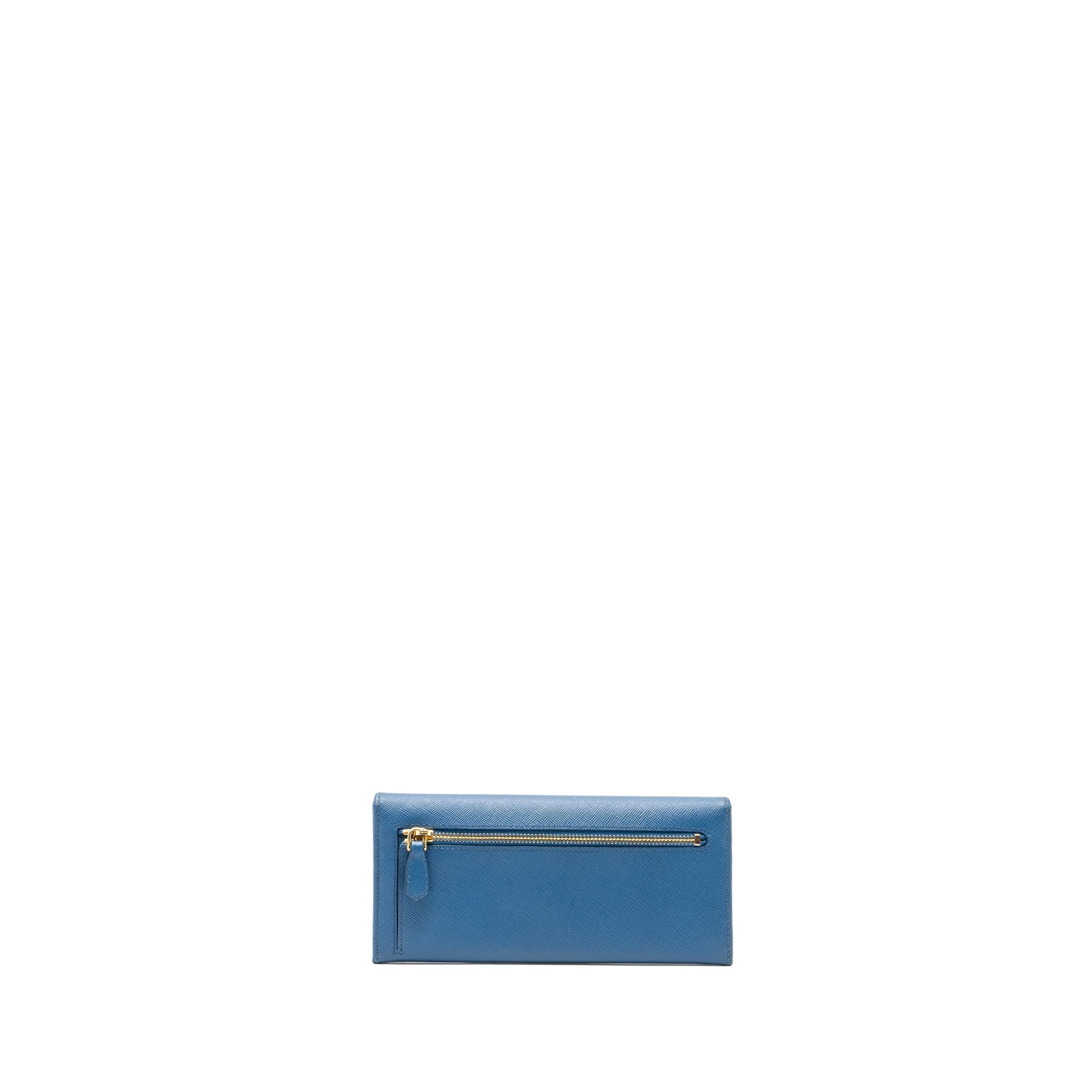 PRADA SAFFIANO LONG WALLET CALFSKIN BLUE GHW