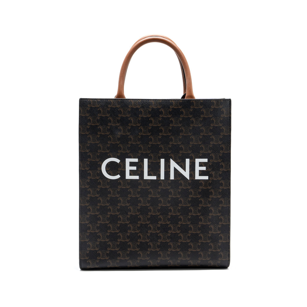 CELINE SMALL CABAS VERTICAL TRIOMPHE CANVAS / CALFSKIN TAN GHW