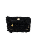 CHANEL FRINGE PARIS COSMOPOLITE CLUTCH TWEED BLACK GHW