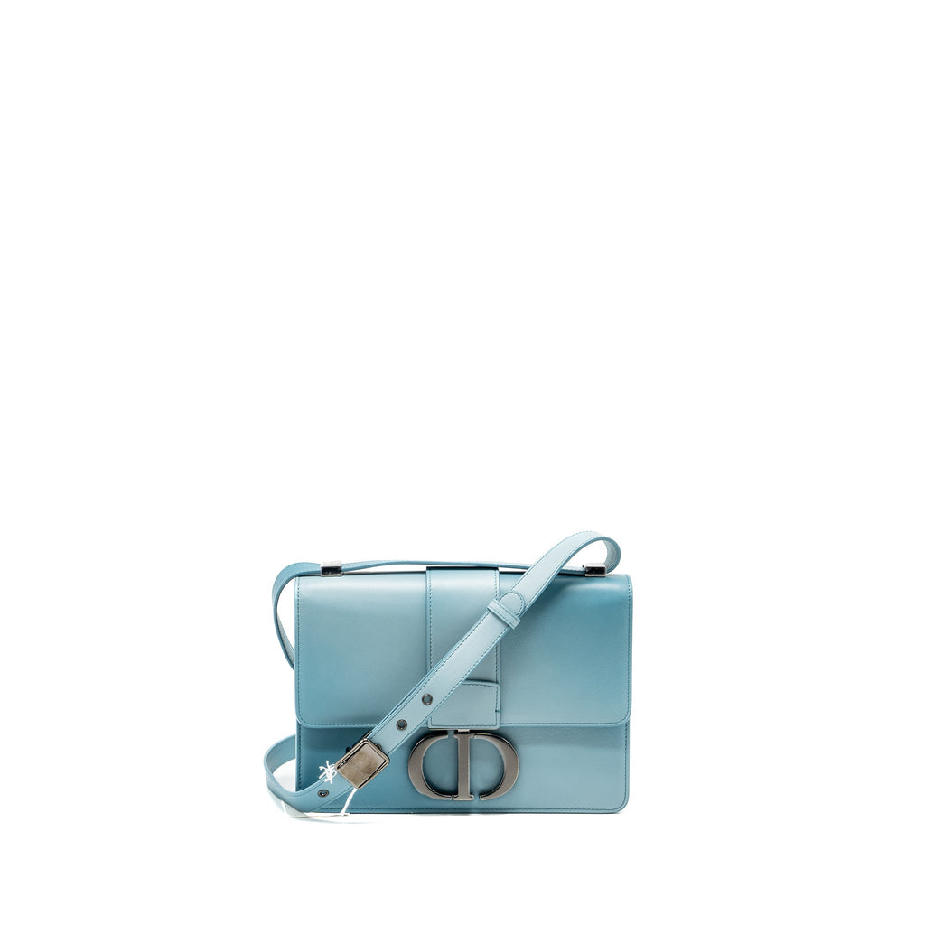 DIOR 30 MONTAIGNE MEDIUM FLAP BAG CALFSKIN GRADIENT BLUE WITH BLACK HARDWARE