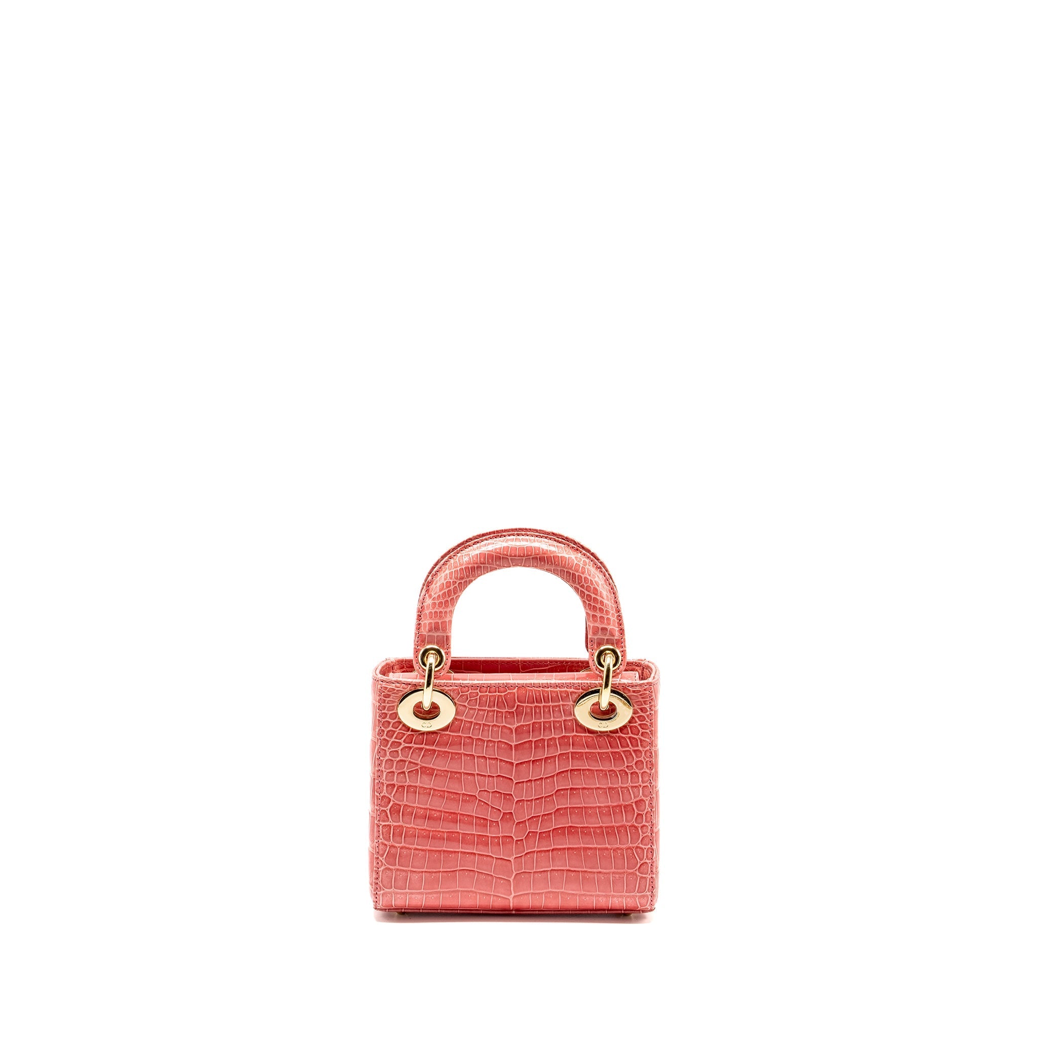 DIOR MINI LADY DIOR CROCODILE PINK LGHW