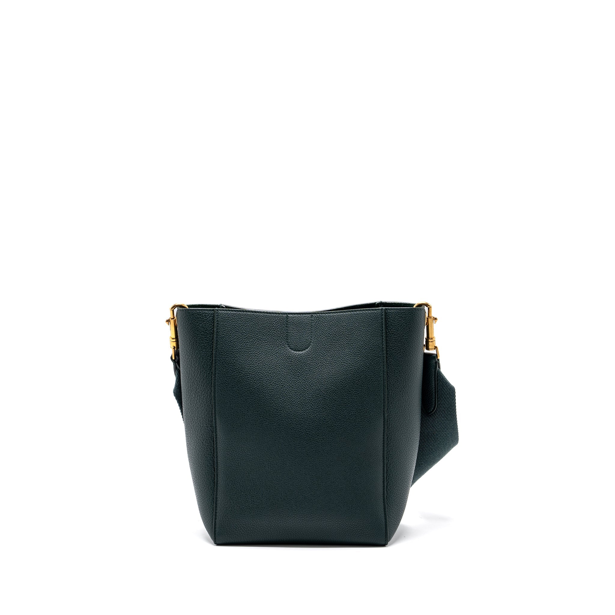 CELINE SMALL SANGLE BUCKET BAG CALFSKIN DARK GREEN GHW