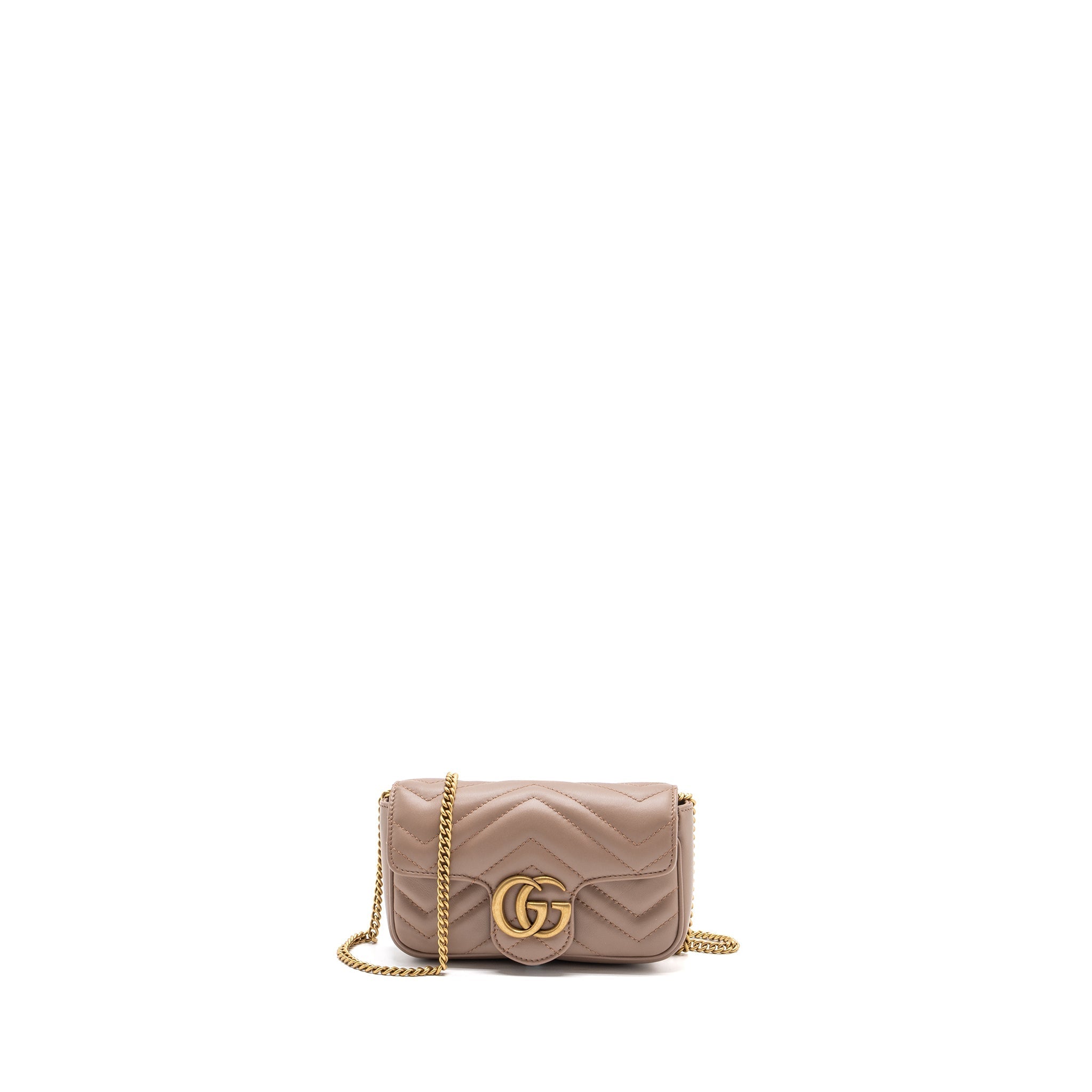 GUCCI SUPER MINI GG MARMONT BAG CALFSKIN BEIGE GHW