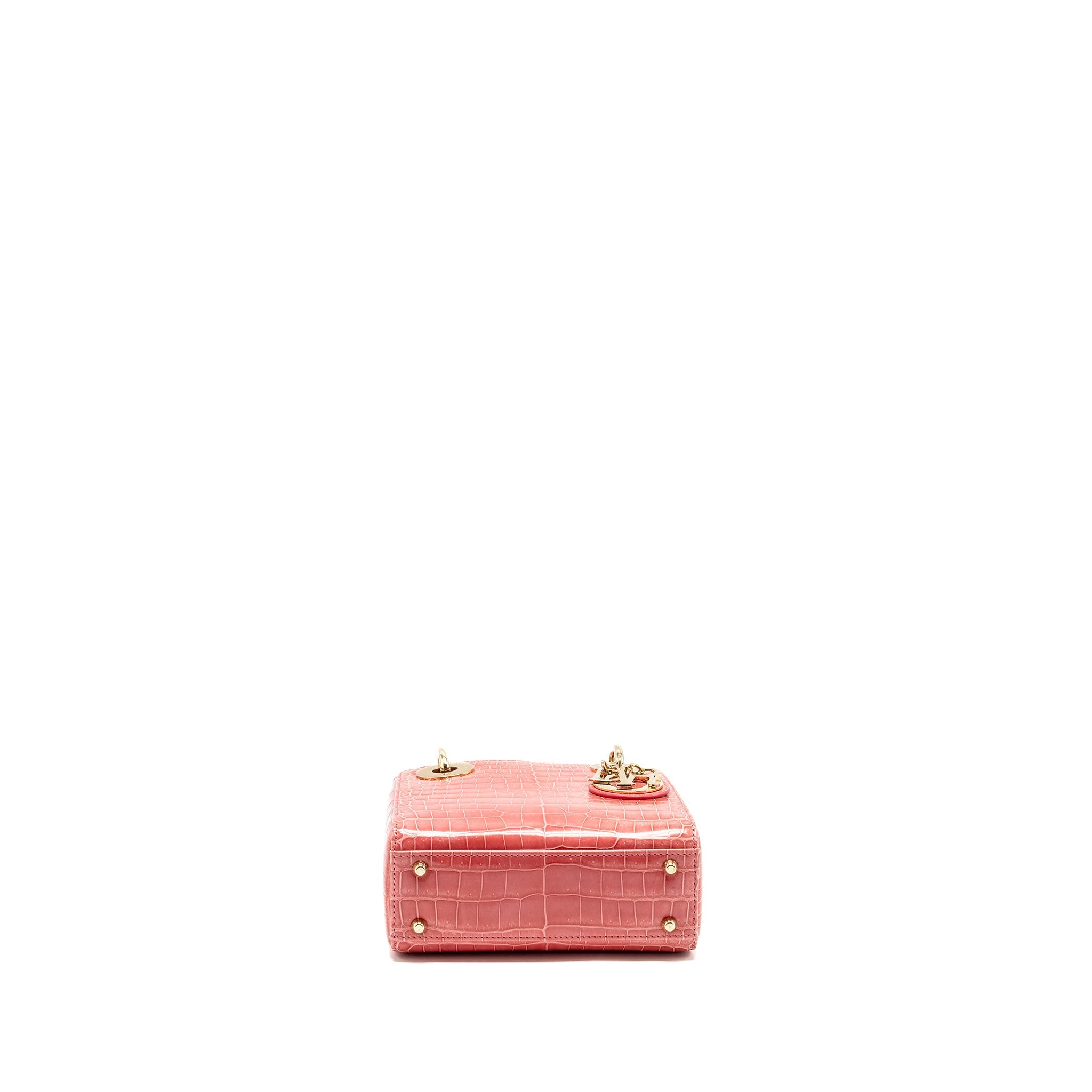 DIOR MINI LADY DIOR CROCODILE PINK LGHW