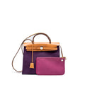 HERMES HERBAG 31 ZIP BAG CANVAS/HUNTER LEATHER PURPLE SHW
