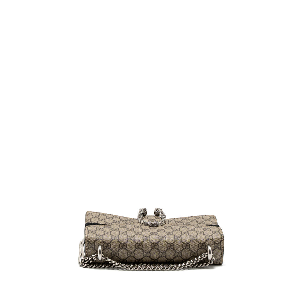 GUCCI DIONYSUS SHOULDER BAG GG SUPREME CANVAS BLACK/BROWN RUTHENIUM SILVER HARDWARE