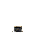 CHANEL 21A GOLD CRUSH COIN PURSE WITH CHAIN CALFSKIN BLACK GHW