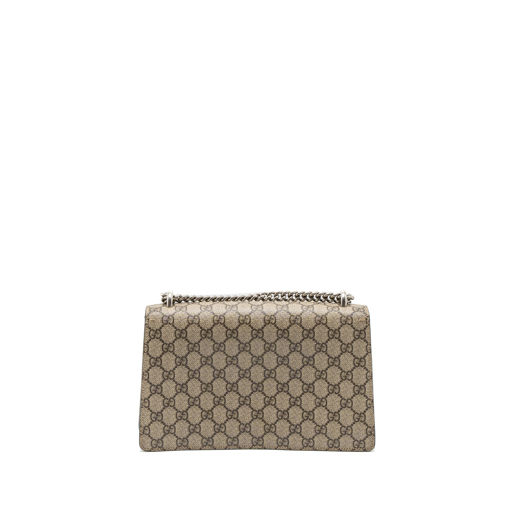 GUCCI DIONYSUS SHOULDER BAG GG SUPREME CANVAS BLACK/BROWN RUTHENIUM SILVER HARDWARE