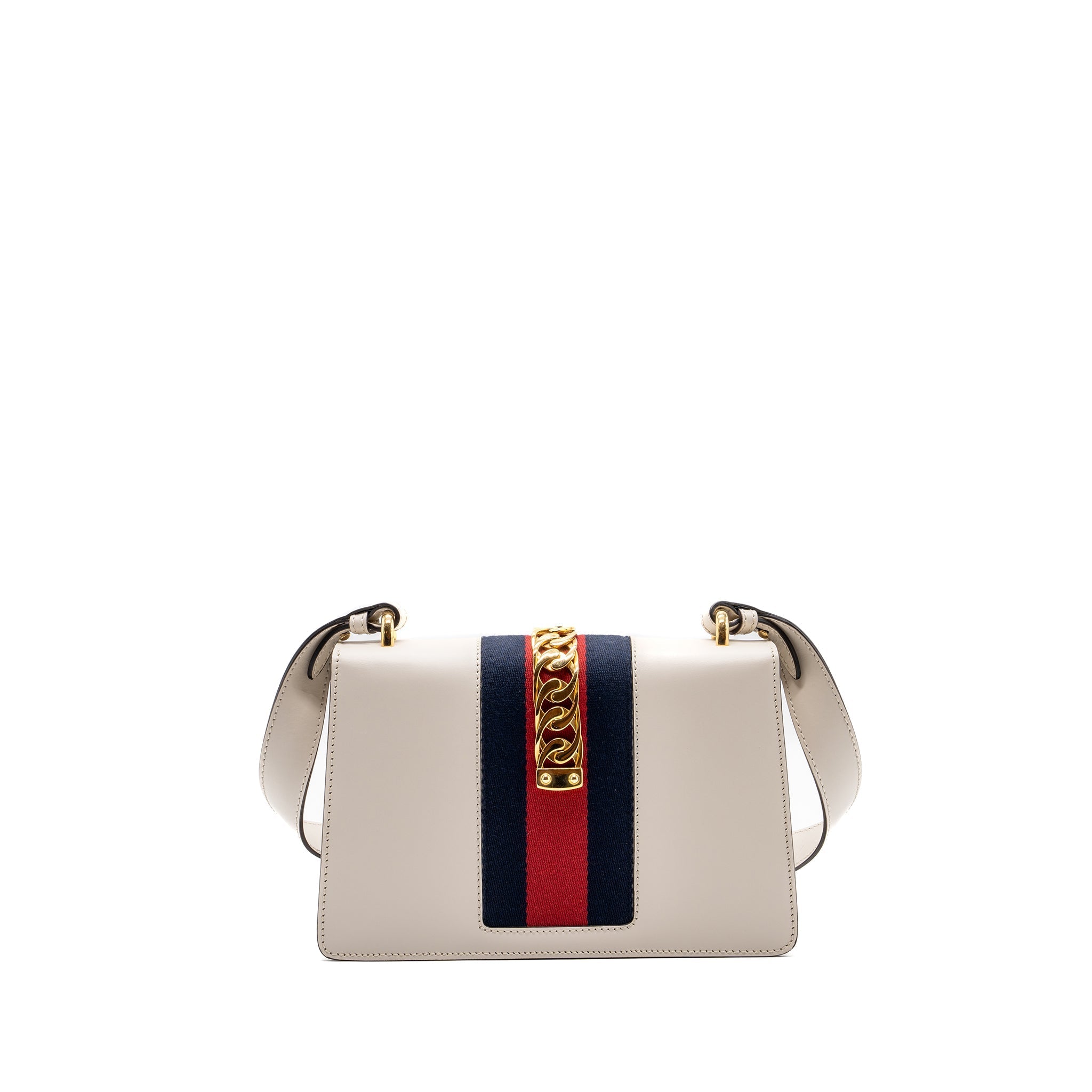 GUCCI SYLVIE SHOULDER BAG CALFSKIN WHITE GHW