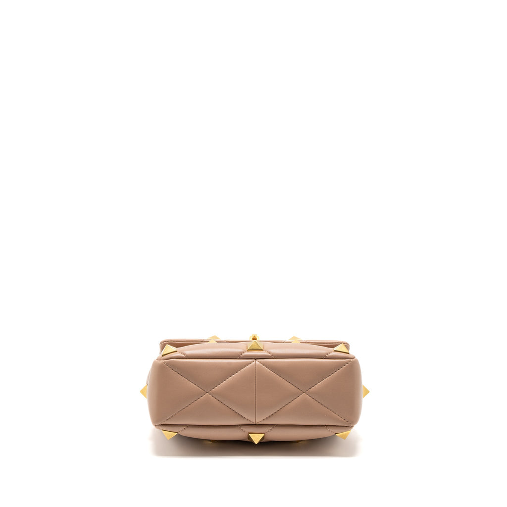 VALENTINO MEDIUM ROMAN STUD SHOULDER BAG NAPPA POUDRE GHW