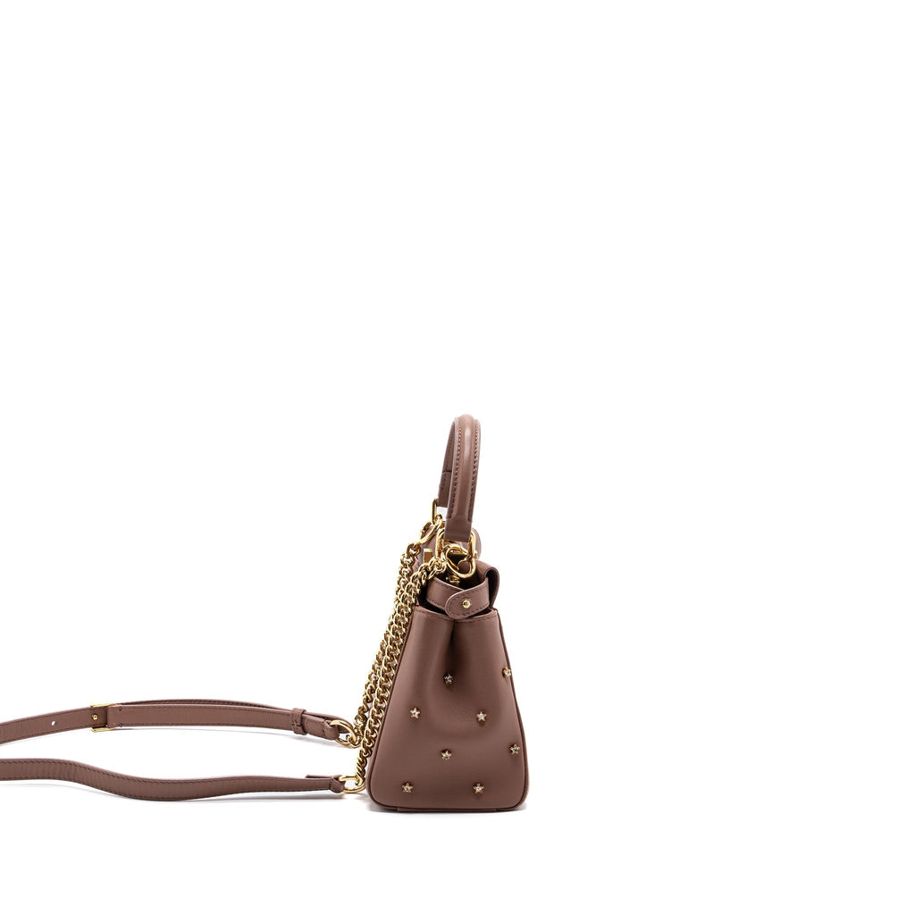 FENDI MINI PEEKABOO STAR CRYSTAL LAMBSKIN DARK PINK GHW