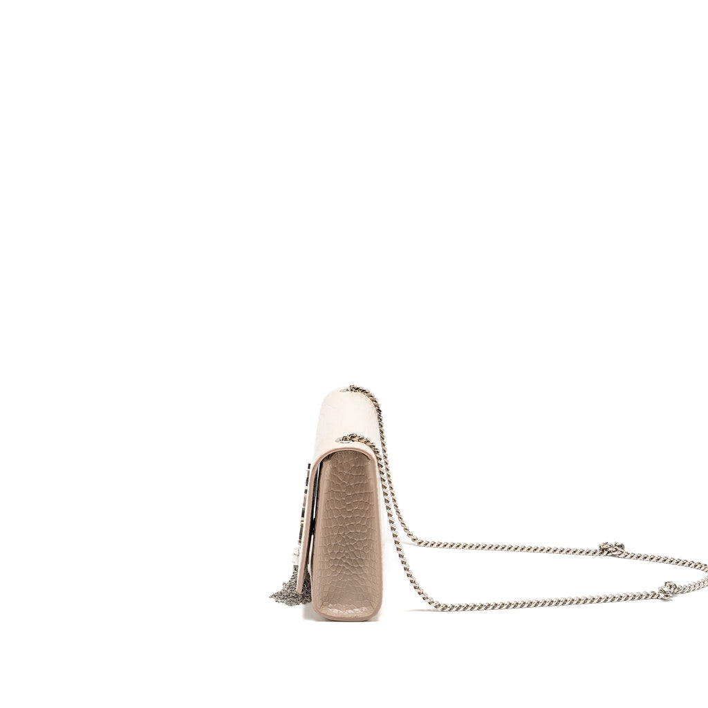 SAINT LAURENT/YSL KATE BAG CROC-EMBOSSED CALFSKIN BEIGE SHW