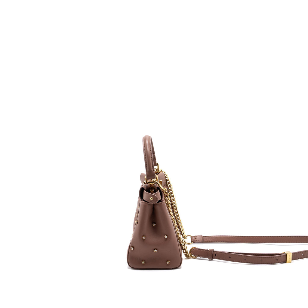 FENDI MINI PEEKABOO STAR CRYSTAL LAMBSKIN DARK PINK GHW