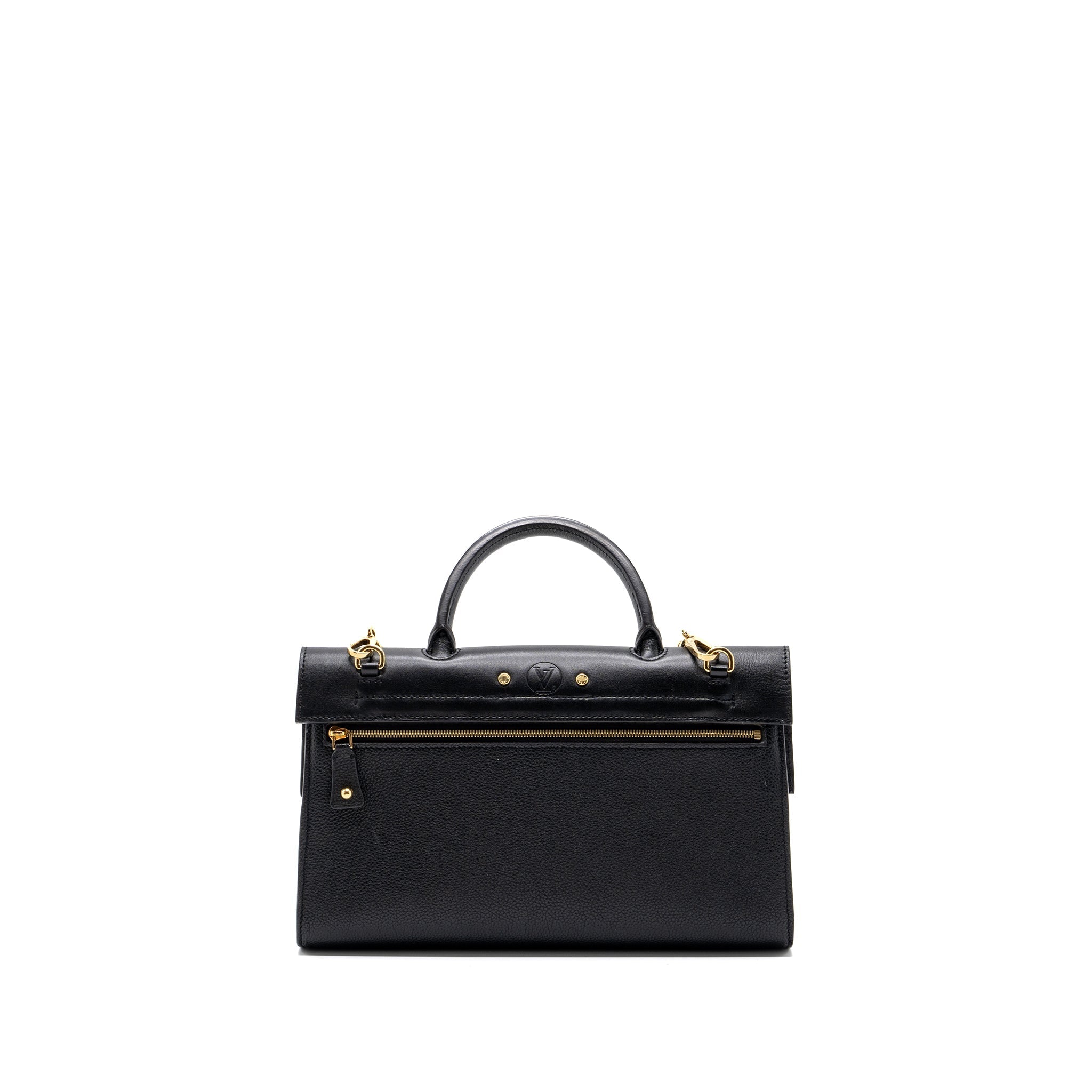 LOUIS VUITTON FLAP SHOULDER BAG CALFSKIN BLACK GHW
