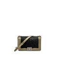 CHANEL MEDIUM BOY BAG HORSEHAIR / CALFSKIN BLACK / GOLD RUTHENIUM HARDWARE