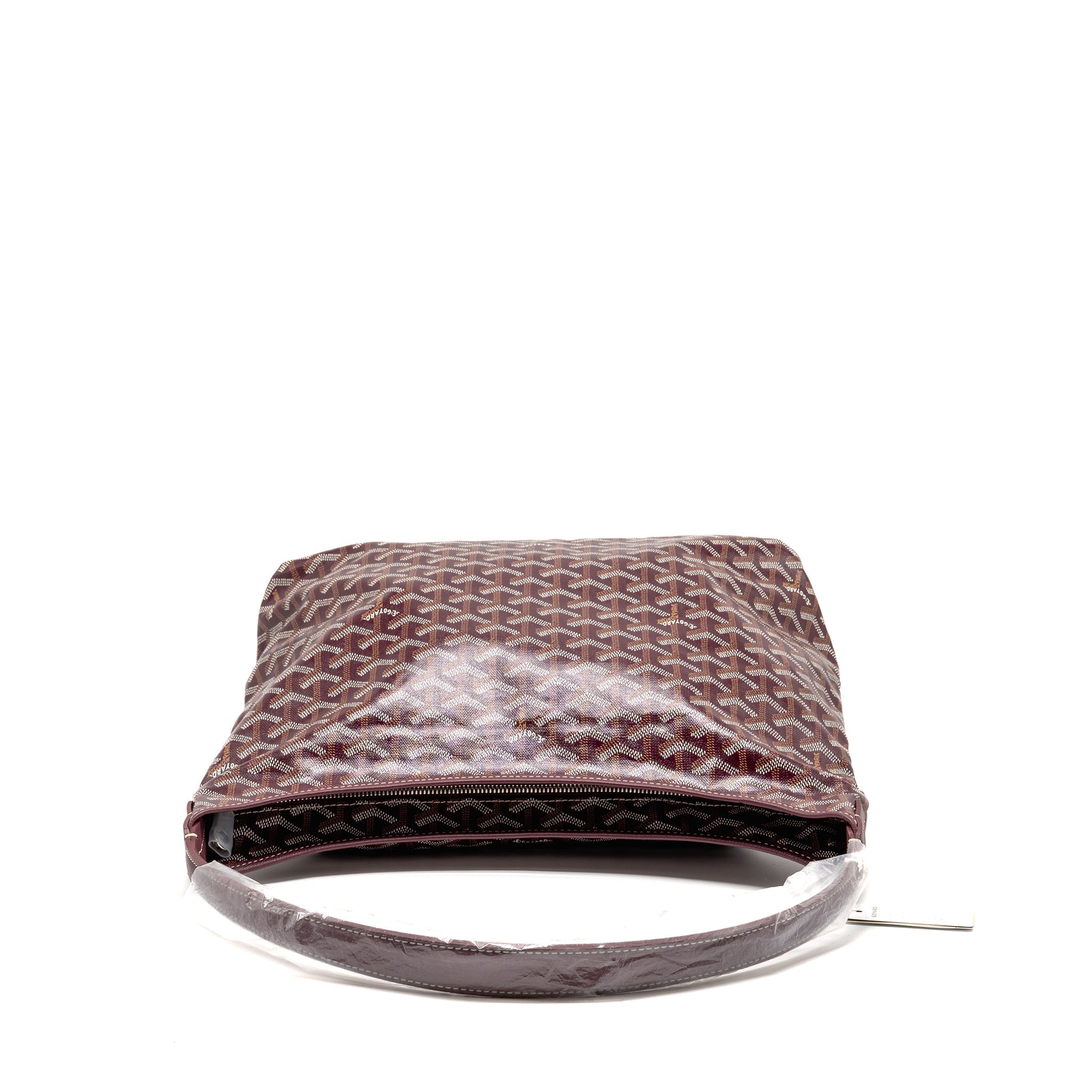 GOYARD BOHEME HOBO PM BAG GOYARDINE CANVAS/CALFSKIN BURGUNDY SHW