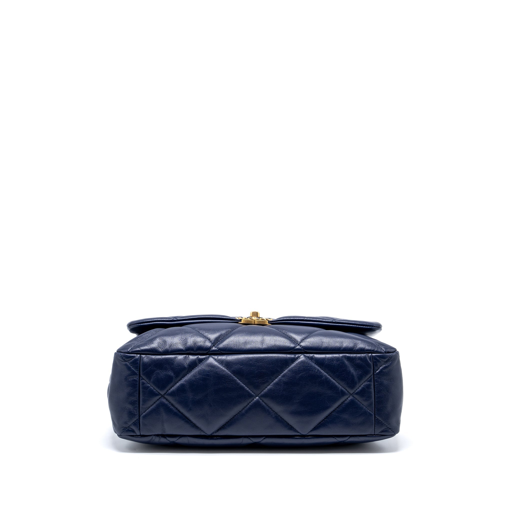 CHANEL MAXI 19 BAG GOATSKIN DARK BLUE MULTICOLOUR HARDWARE
