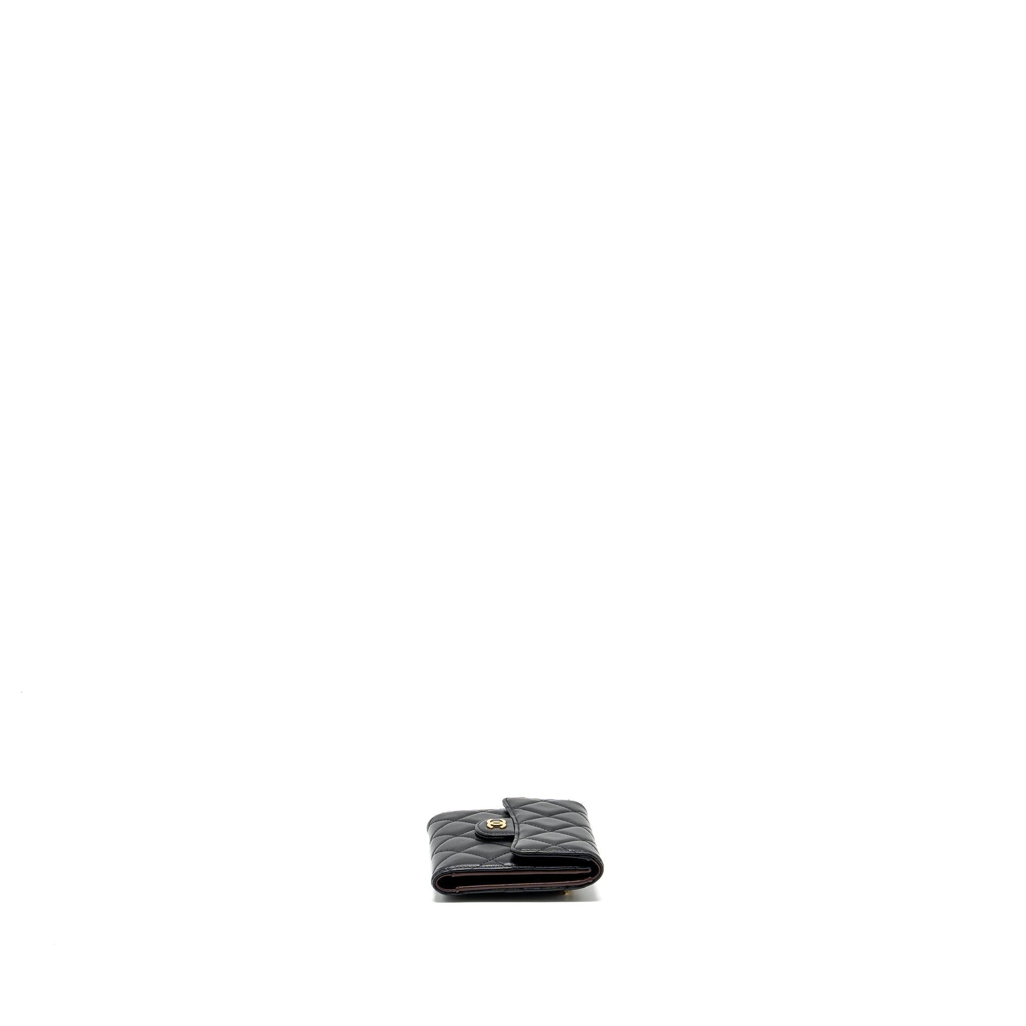 CHANEL CLASSIC COMPACT WALLET LAMBSKIN BLACK GHW