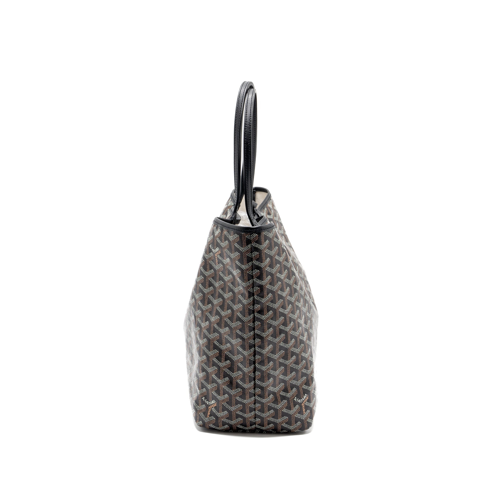 GOYARD SAINT LOUIS PM TOTE BAG GOYARDLINE CANVAS / LEATHER BLACK SHW