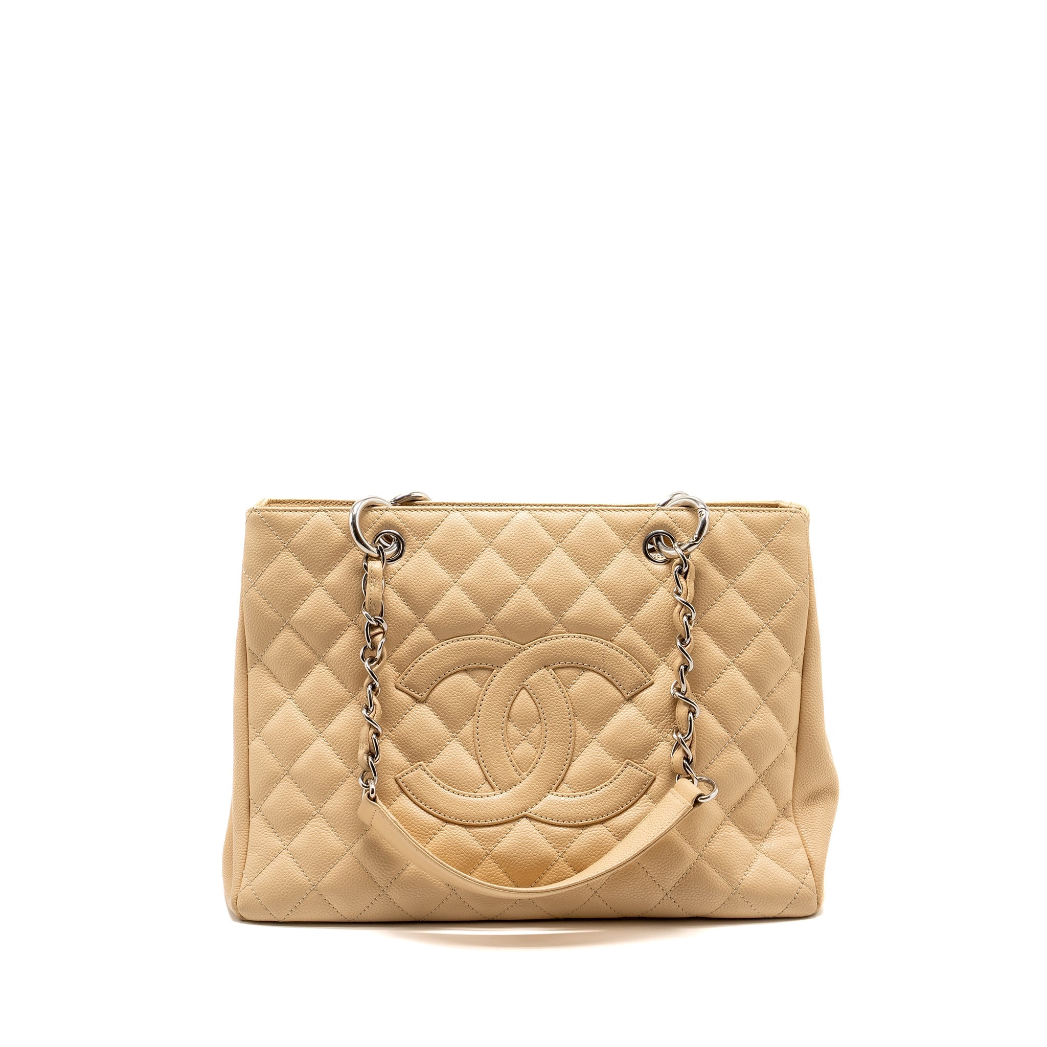 CHANEL GRAND SHOPPING TOTE BAG CAVIAR BEIGE SHW
